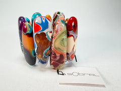 Sobral - Multi-Colour "Leaf" Pollock Elasticated Resin Bracelet ( 005520 )