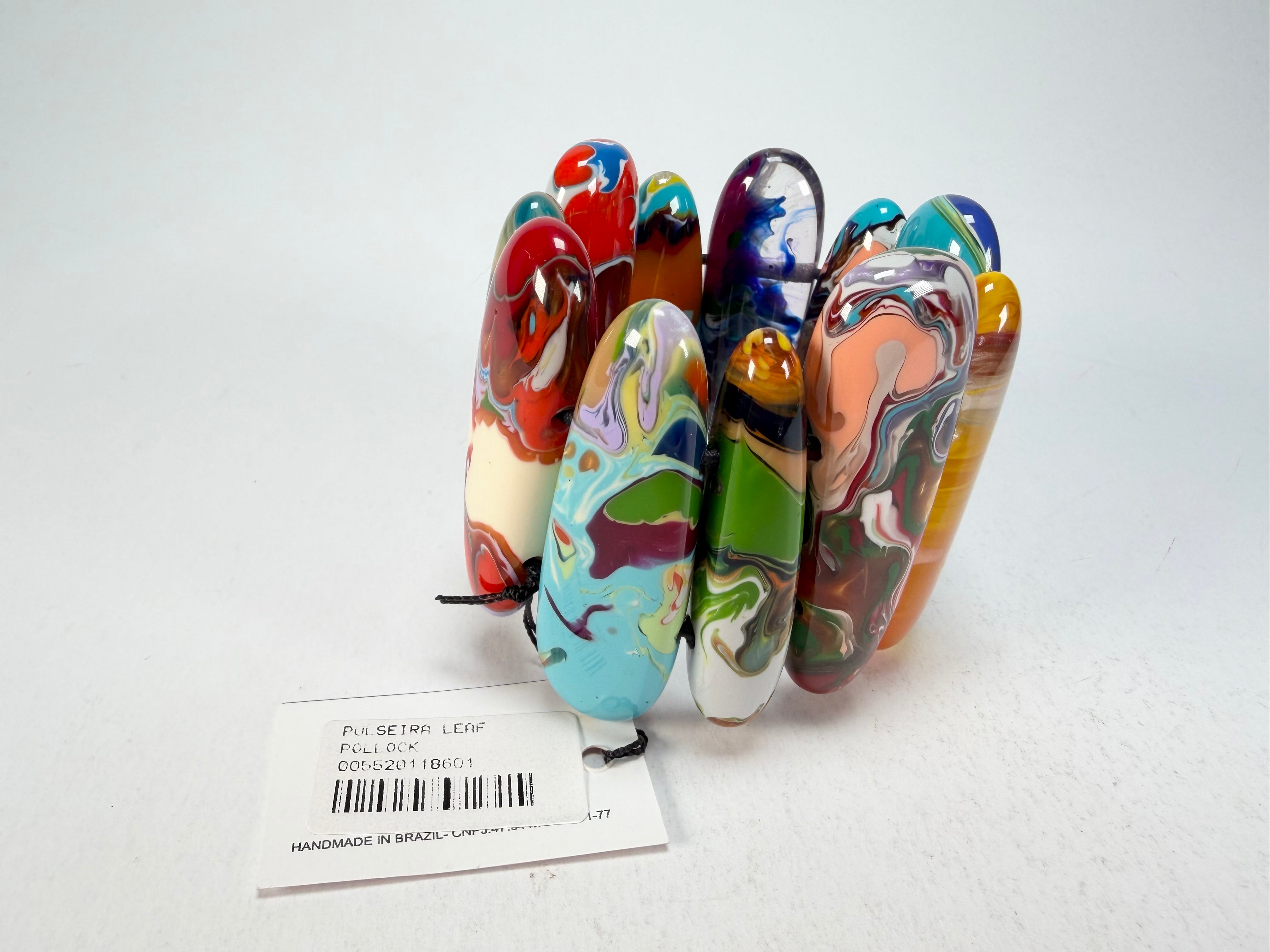 Sobral - Multi-Colour "Leaf" Pollock Elasticated Resin Bracelet ( 005520 )