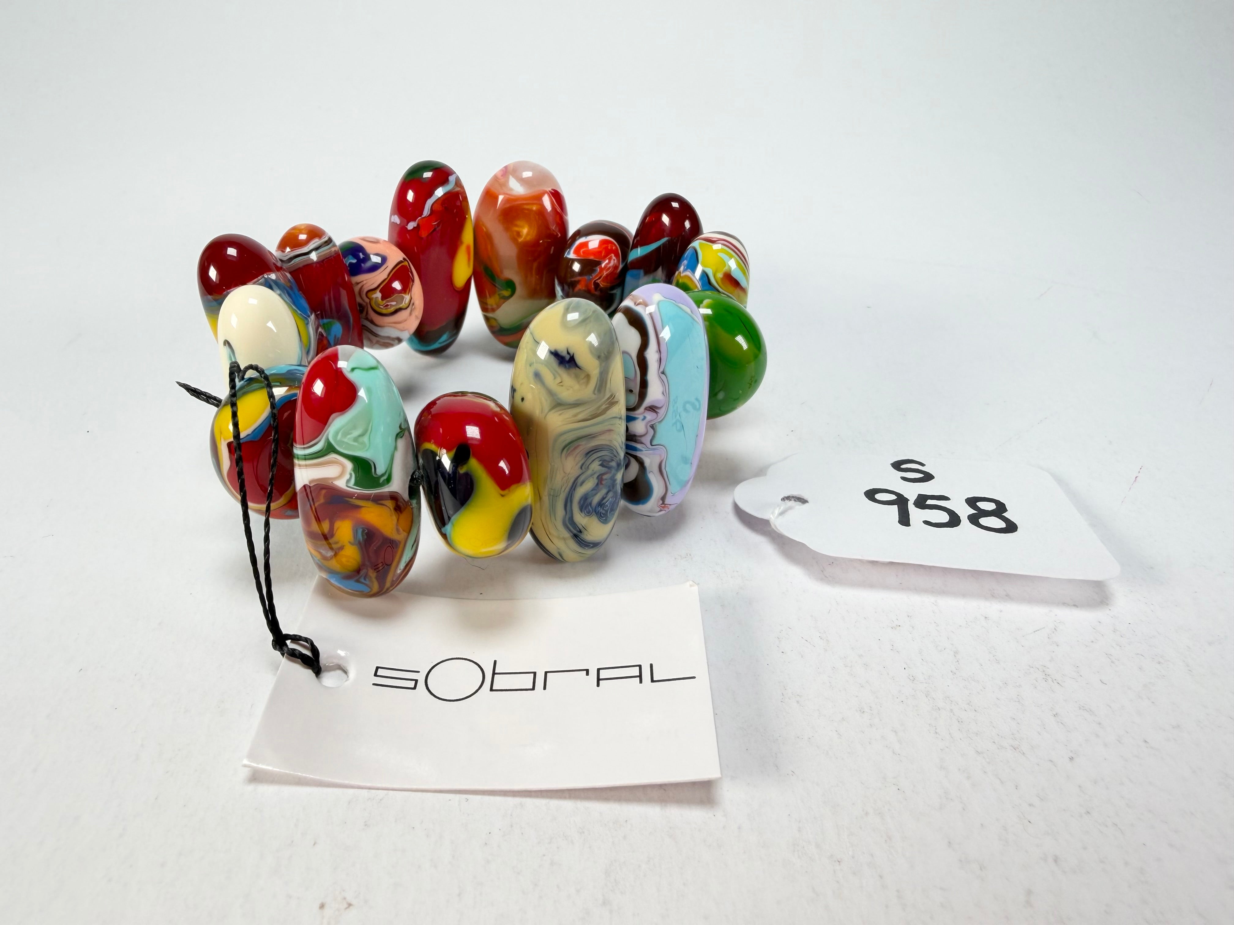 Sobral - Multi-Colour "Newanderthal" Pollock Elasticated Resin Bracelet ( 005263 )