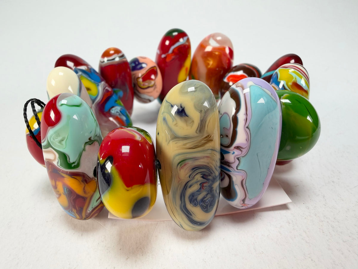 Sobral - Multi-Colour "Newanderthal" Pollock Elasticated Resin Bracelet ( 005263 )