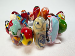 Sobral - Multi-Colour "Newanderthal" Pollock Elasticated Resin Bracelet ( 005263 )