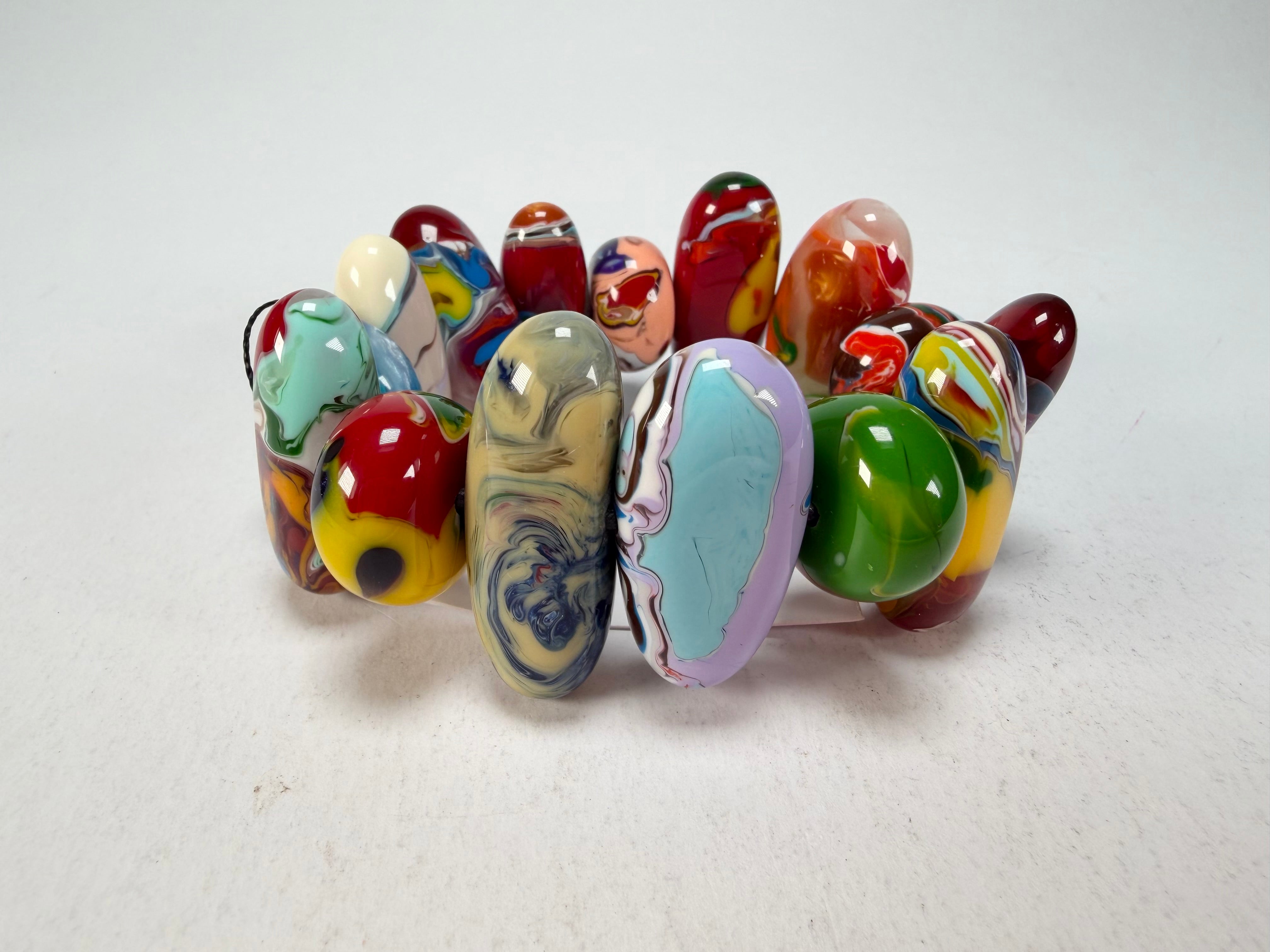 Sobral - Multi-Colour "Newanderthal" Pollock Elasticated Resin Bracelet ( 005263 )