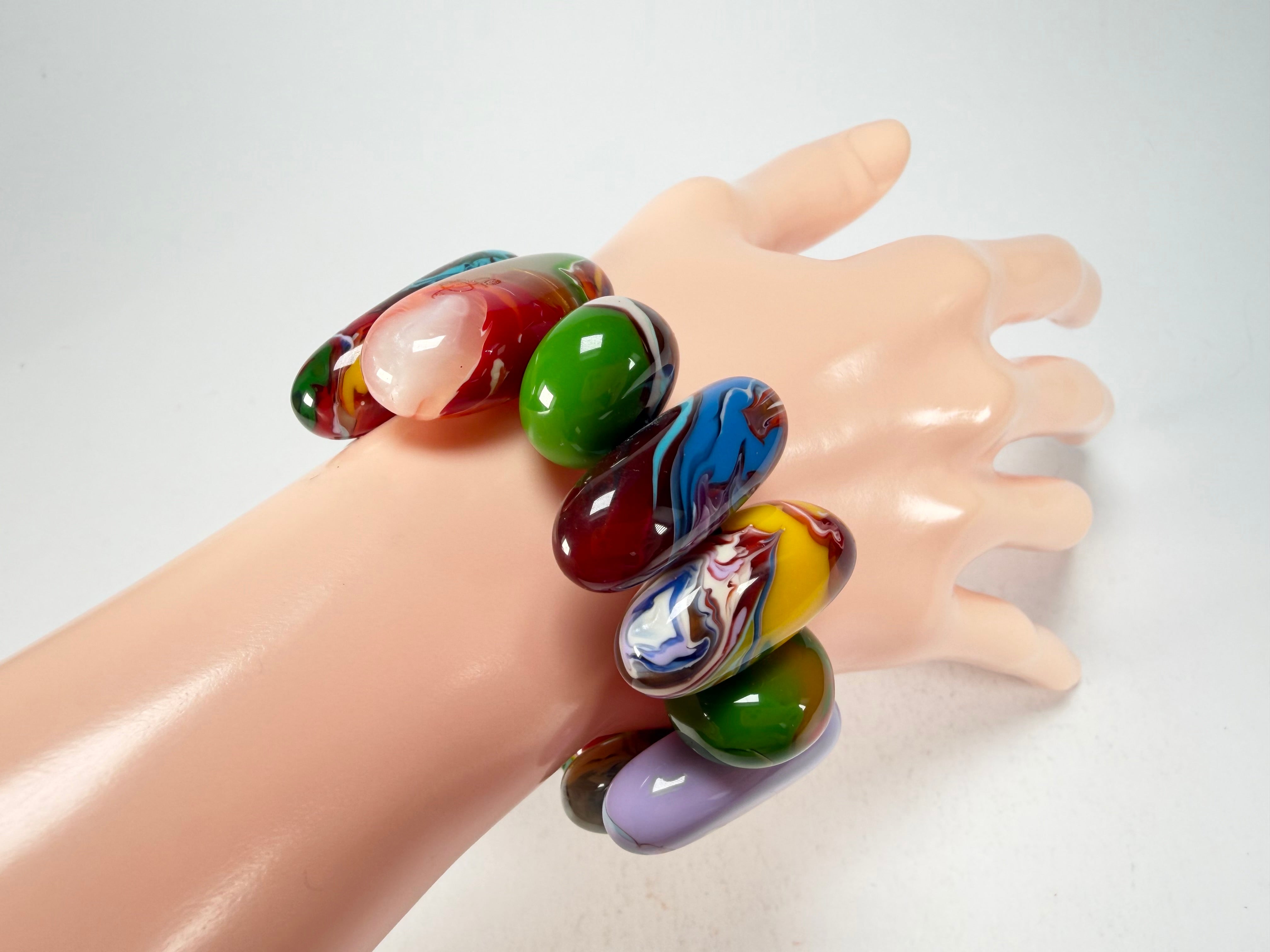 Sobral - Multi-Colour "Newanderthal" Pollock Elasticated Resin Bracelet ( 005263 )