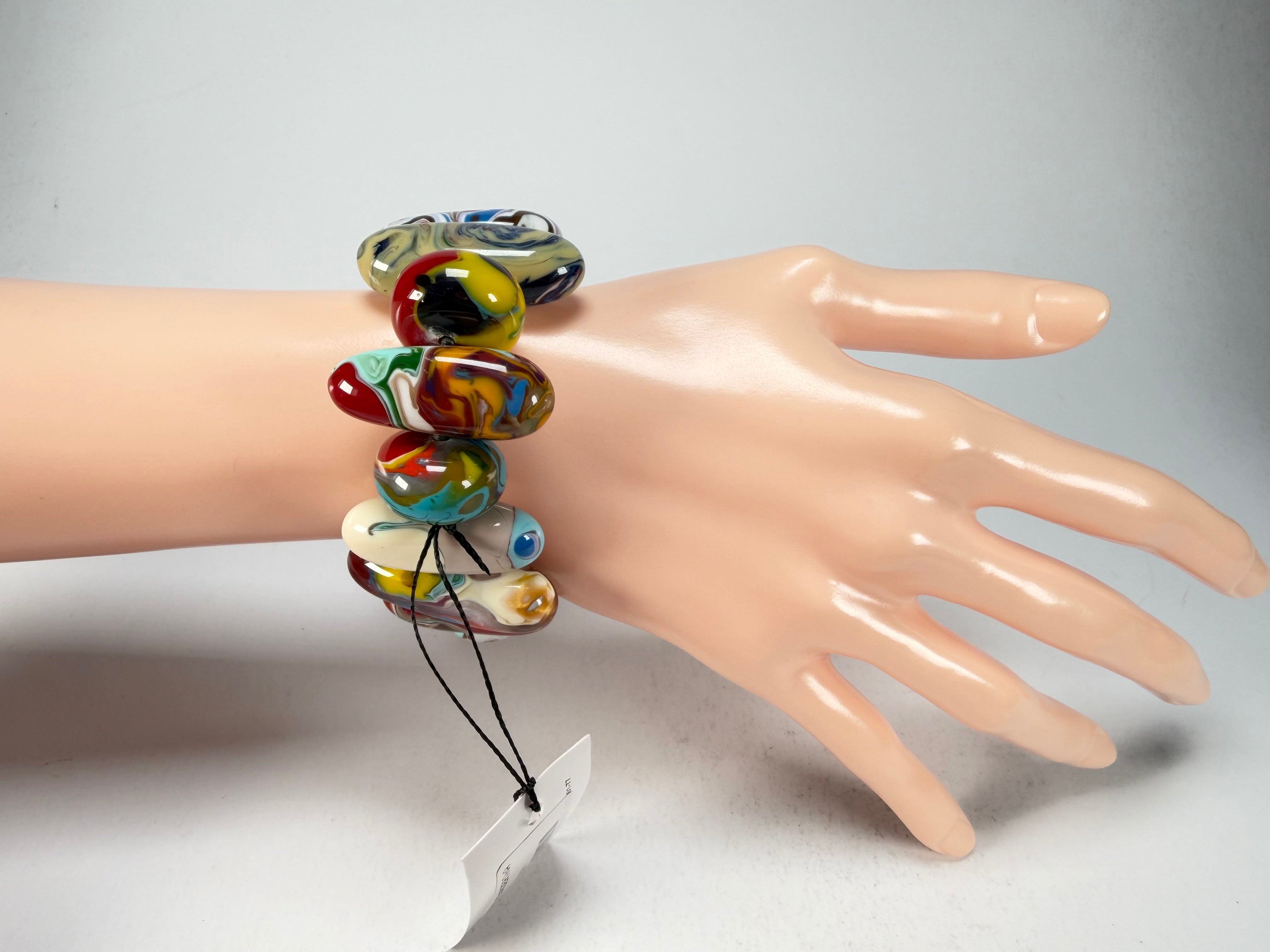 Sobral - Multi-Colour "Newanderthal" Pollock Elasticated Resin Bracelet ( 005263 )