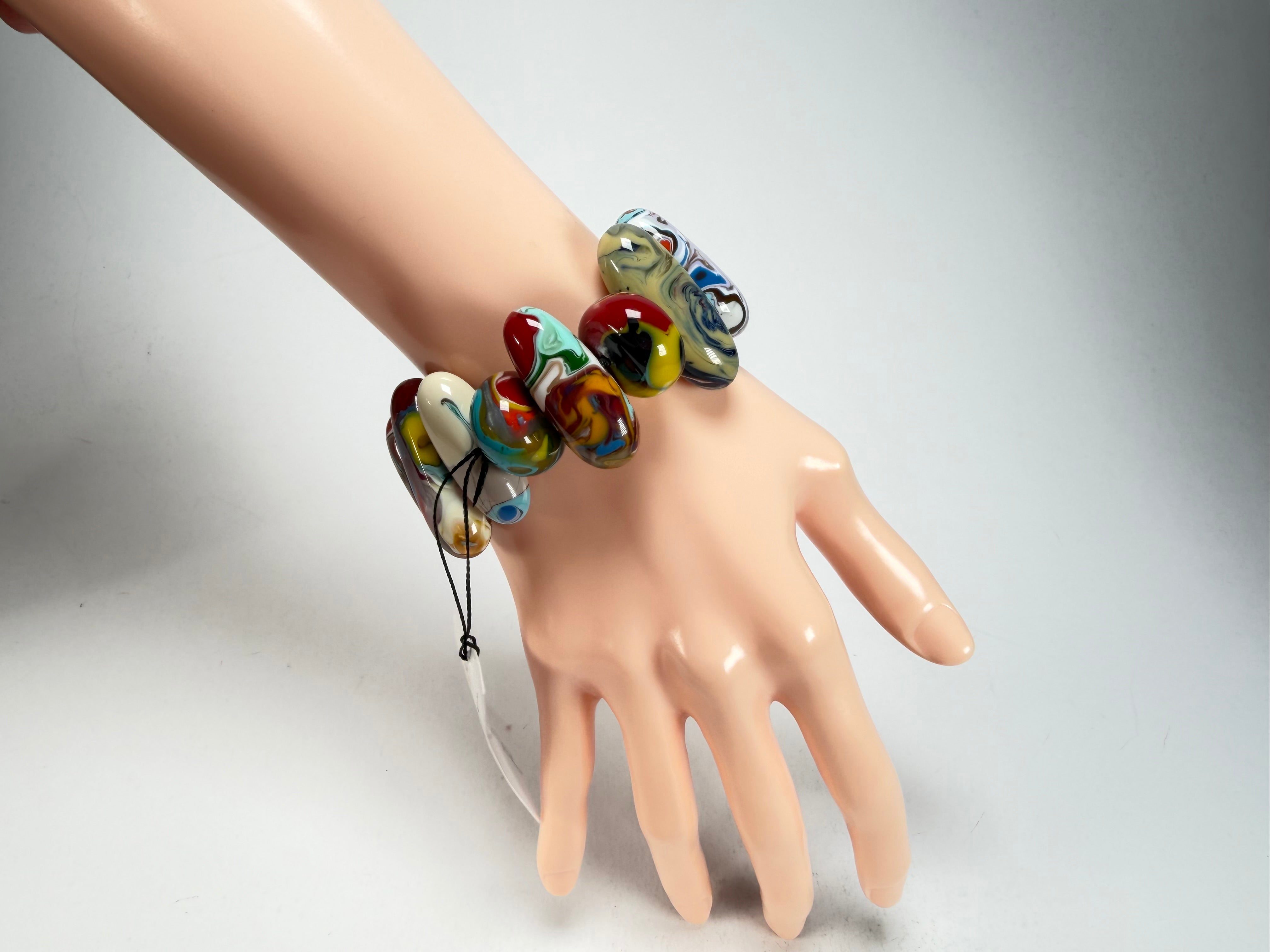 Sobral - Multi-Colour "Newanderthal" Pollock Elasticated Resin Bracelet ( 005263 )