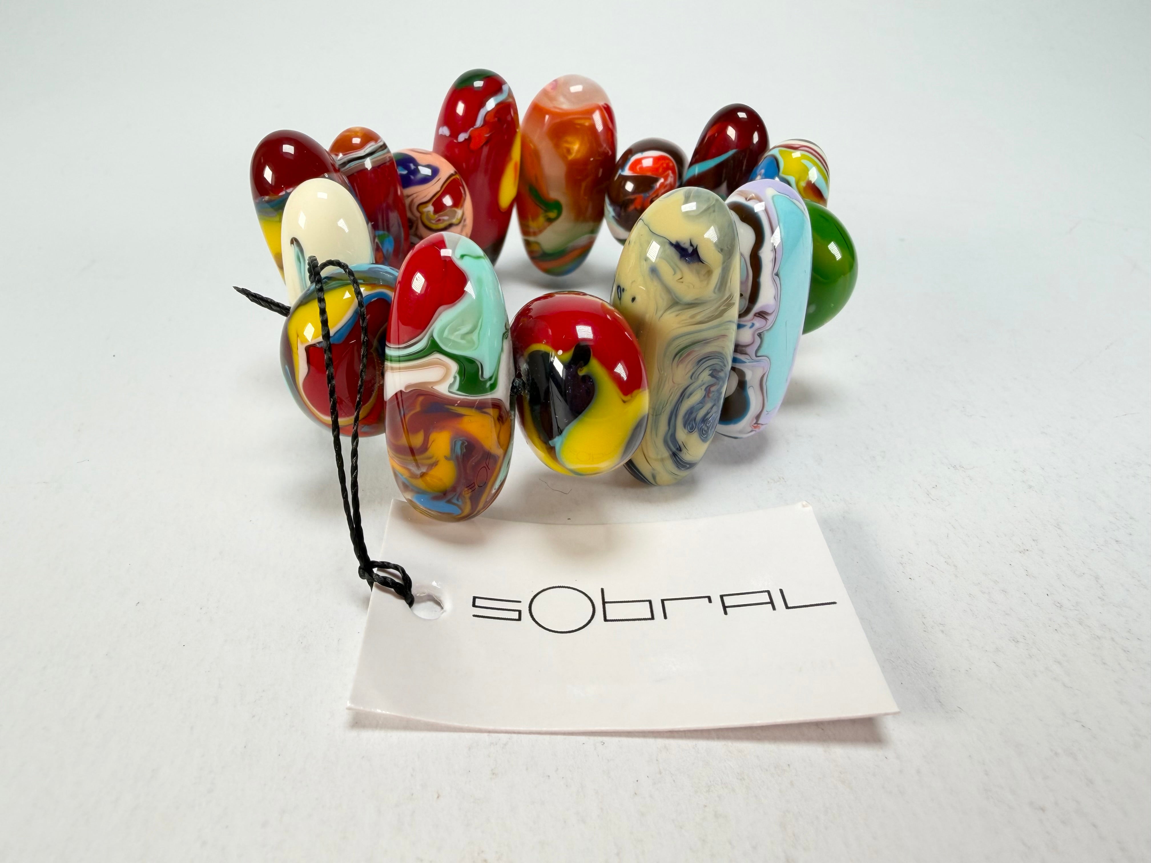 Sobral - Multi-Colour "Newanderthal" Pollock Elasticated Resin Bracelet ( 005263 )