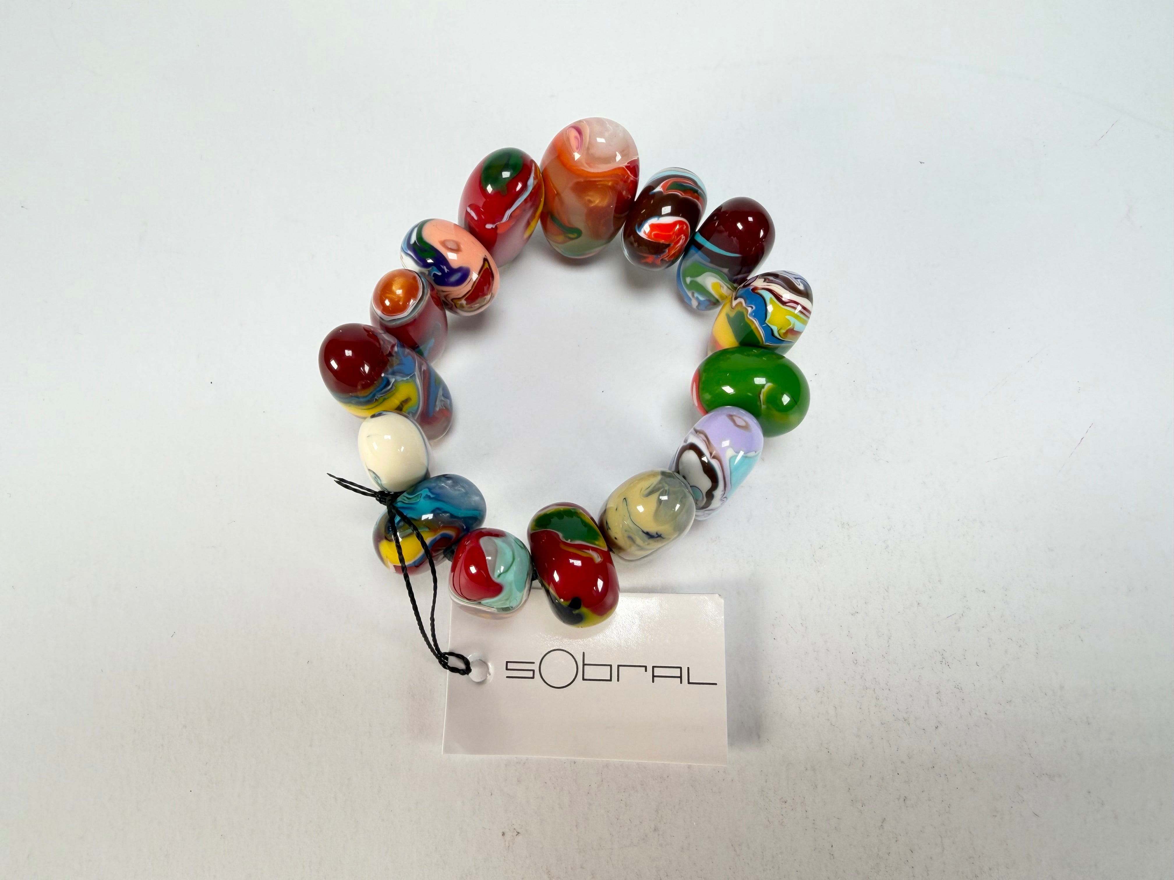 Sobral - Multi-Colour "Newanderthal" Pollock Elasticated Resin Bracelet ( 005263 )