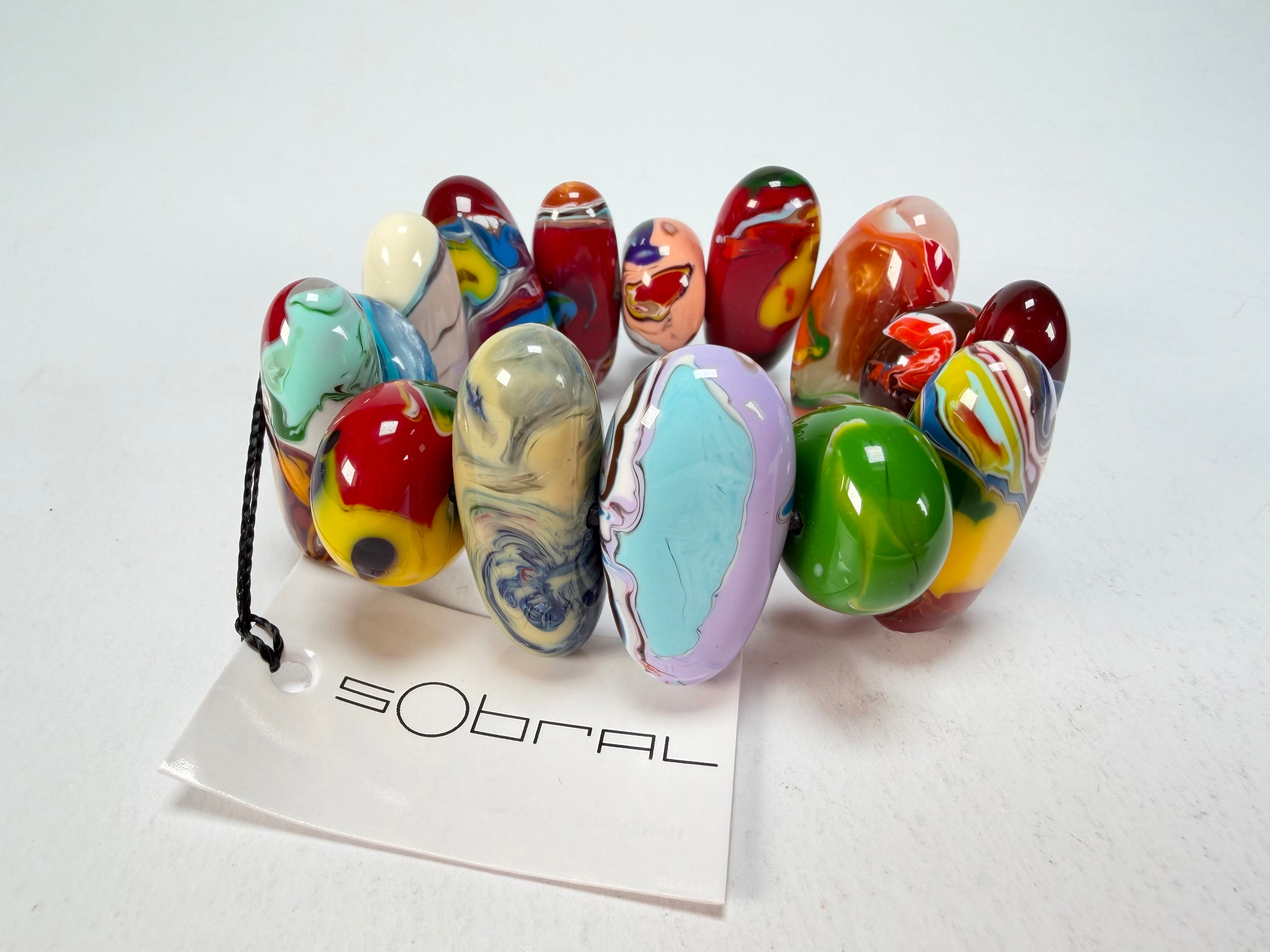 Sobral - Multi-Colour "Newanderthal" Pollock Elasticated Resin Bracelet ( 005263 )