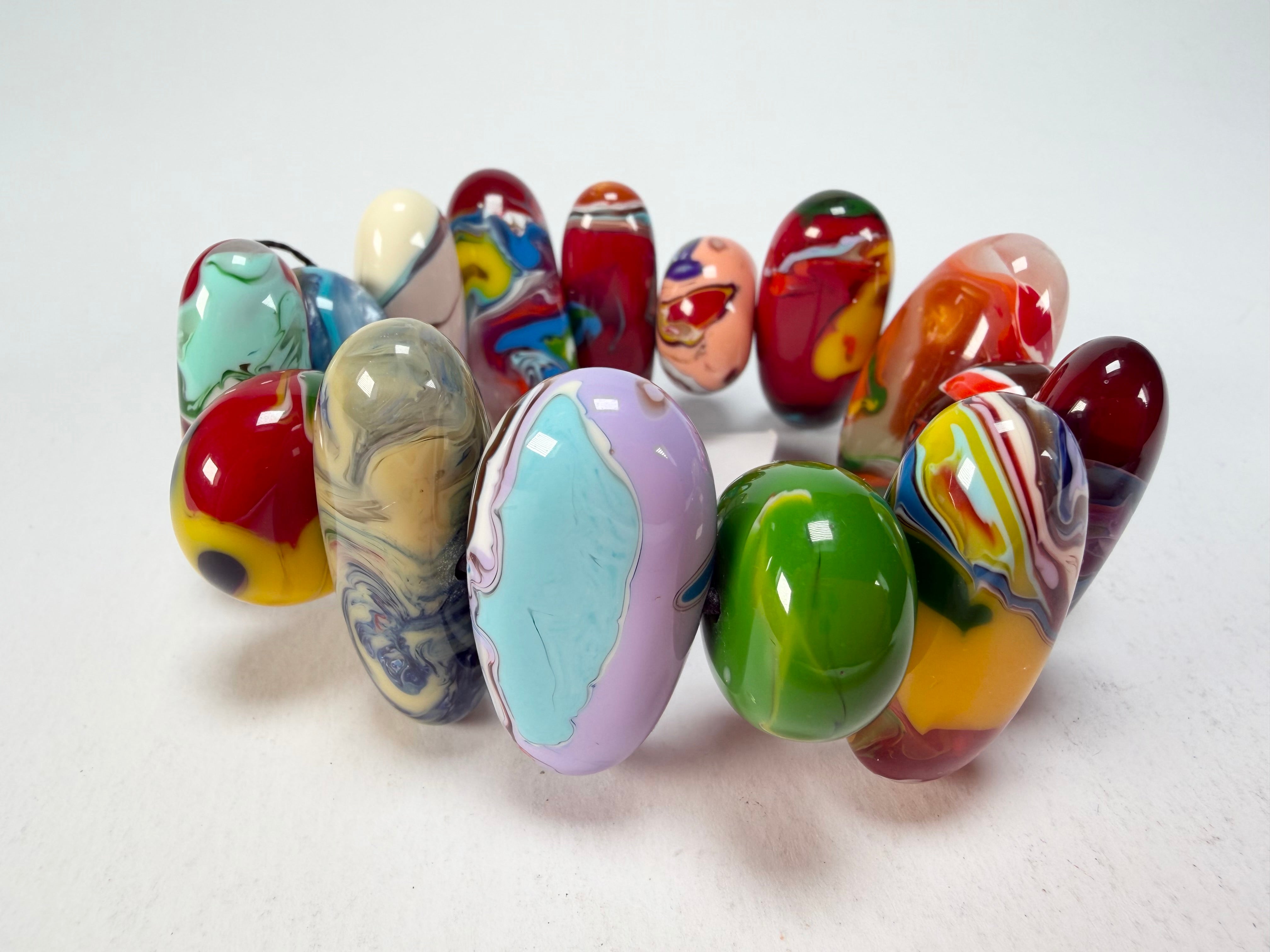 Sobral - Multi-Colour "Newanderthal" Pollock Elasticated Resin Bracelet ( 005263 )