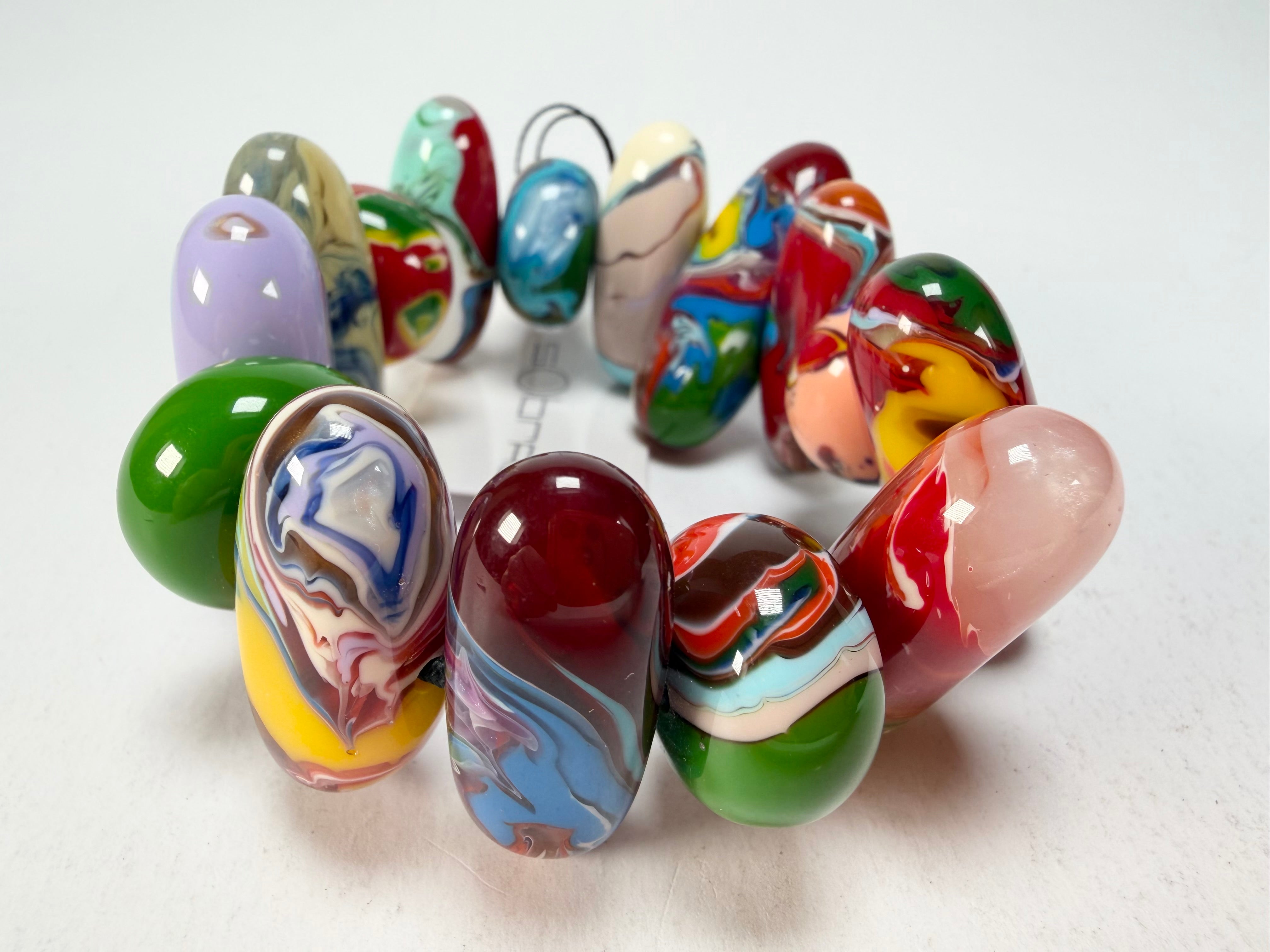 Sobral - Multi-Colour "Newanderthal" Pollock Elasticated Resin Bracelet ( 005263 )