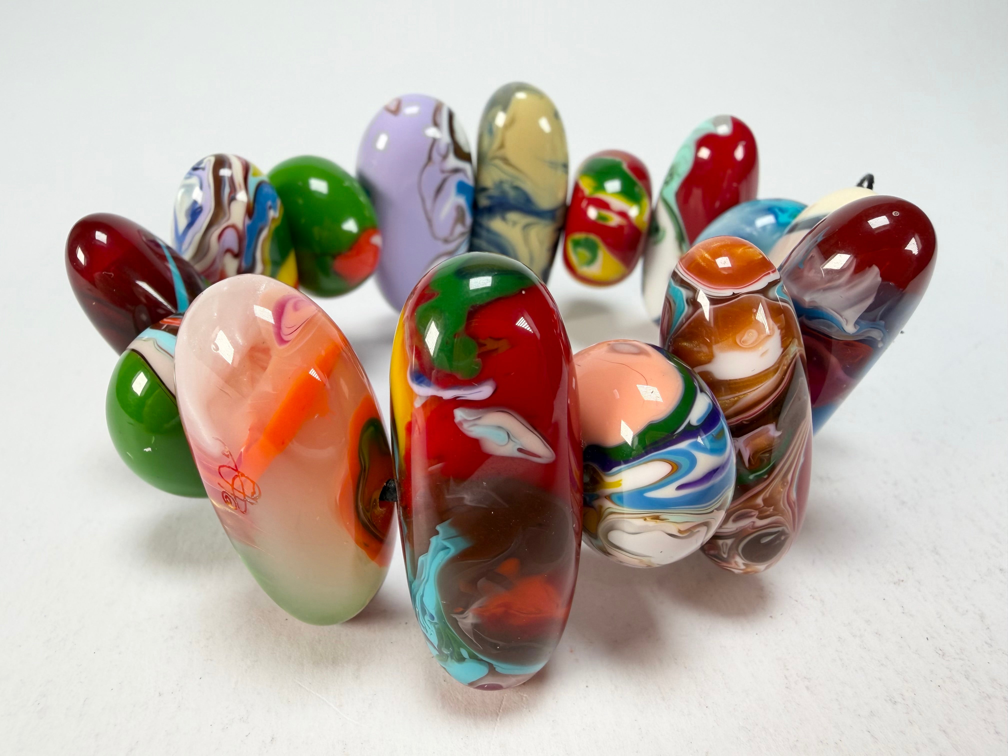 Sobral - Multi-Colour "Newanderthal" Pollock Elasticated Resin Bracelet ( 005263 )