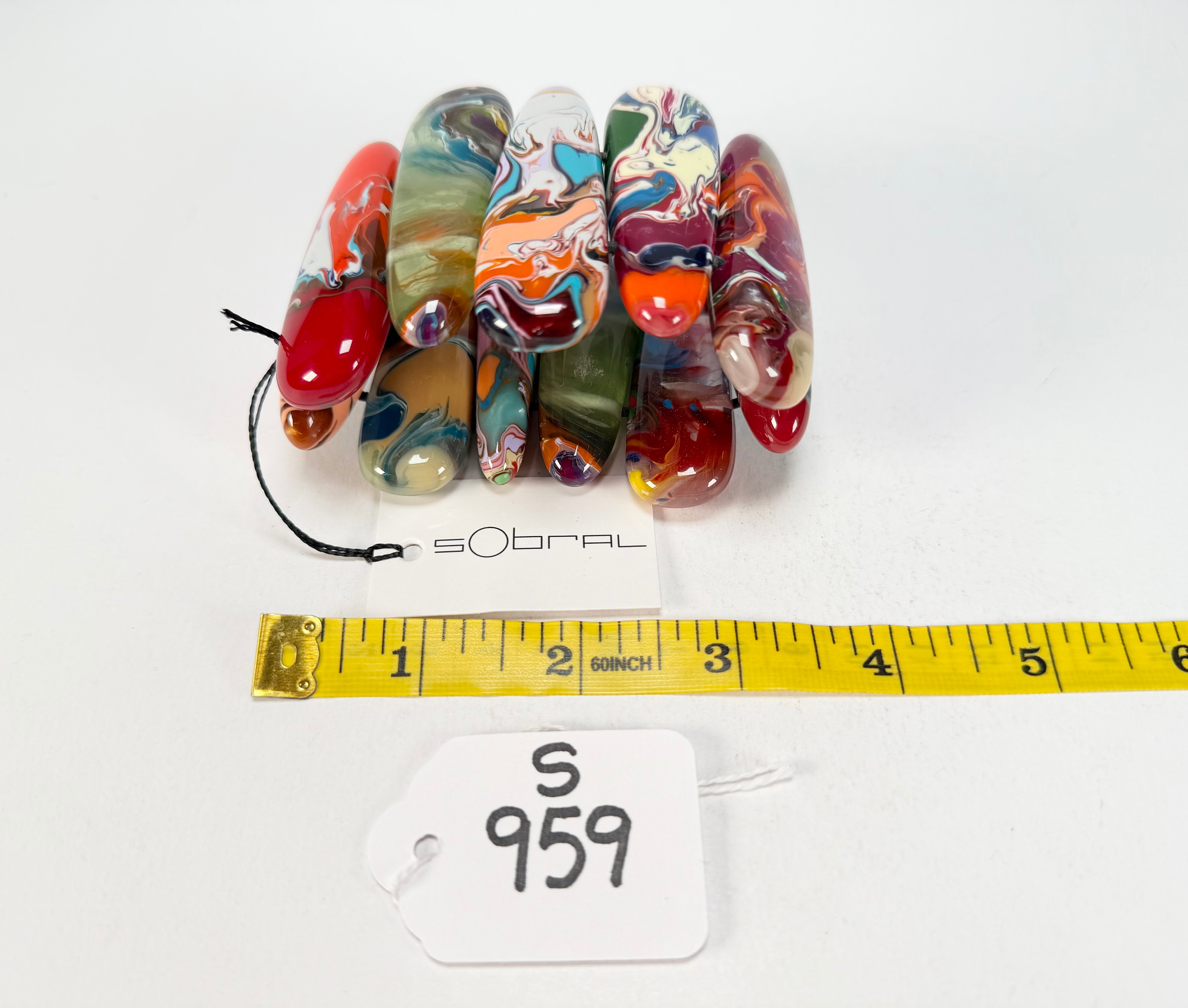 Sobral - Multi-Colour "Leaf" Pollock Elasticated Resin Bracelet ( 005520 )