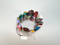 Sobral - Multi-Colour "Leaf" Pollock Elasticated Resin Bracelet ( 005520 )