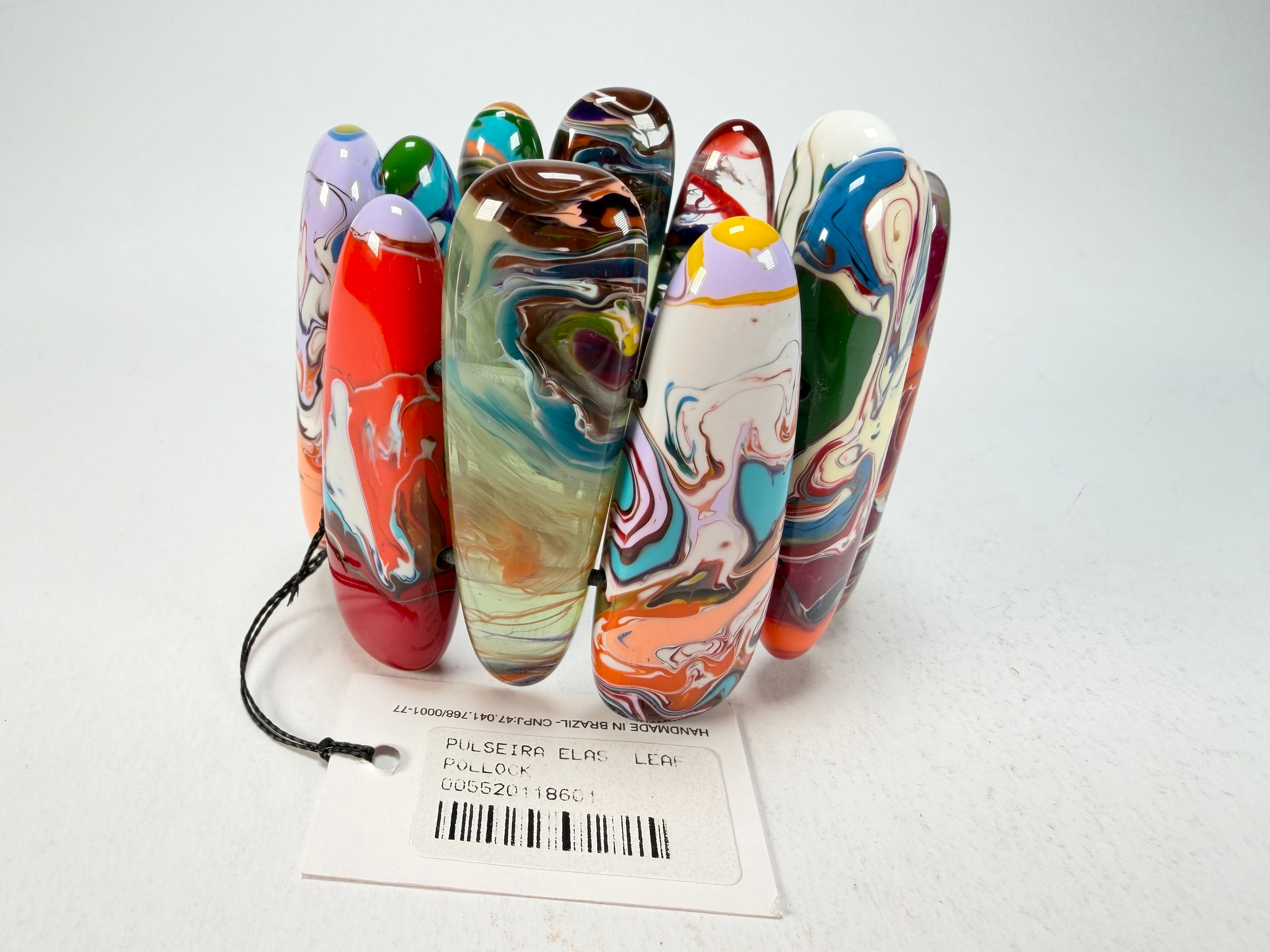 Sobral - Multi-Colour "Leaf" Pollock Elasticated Resin Bracelet ( 005520 )