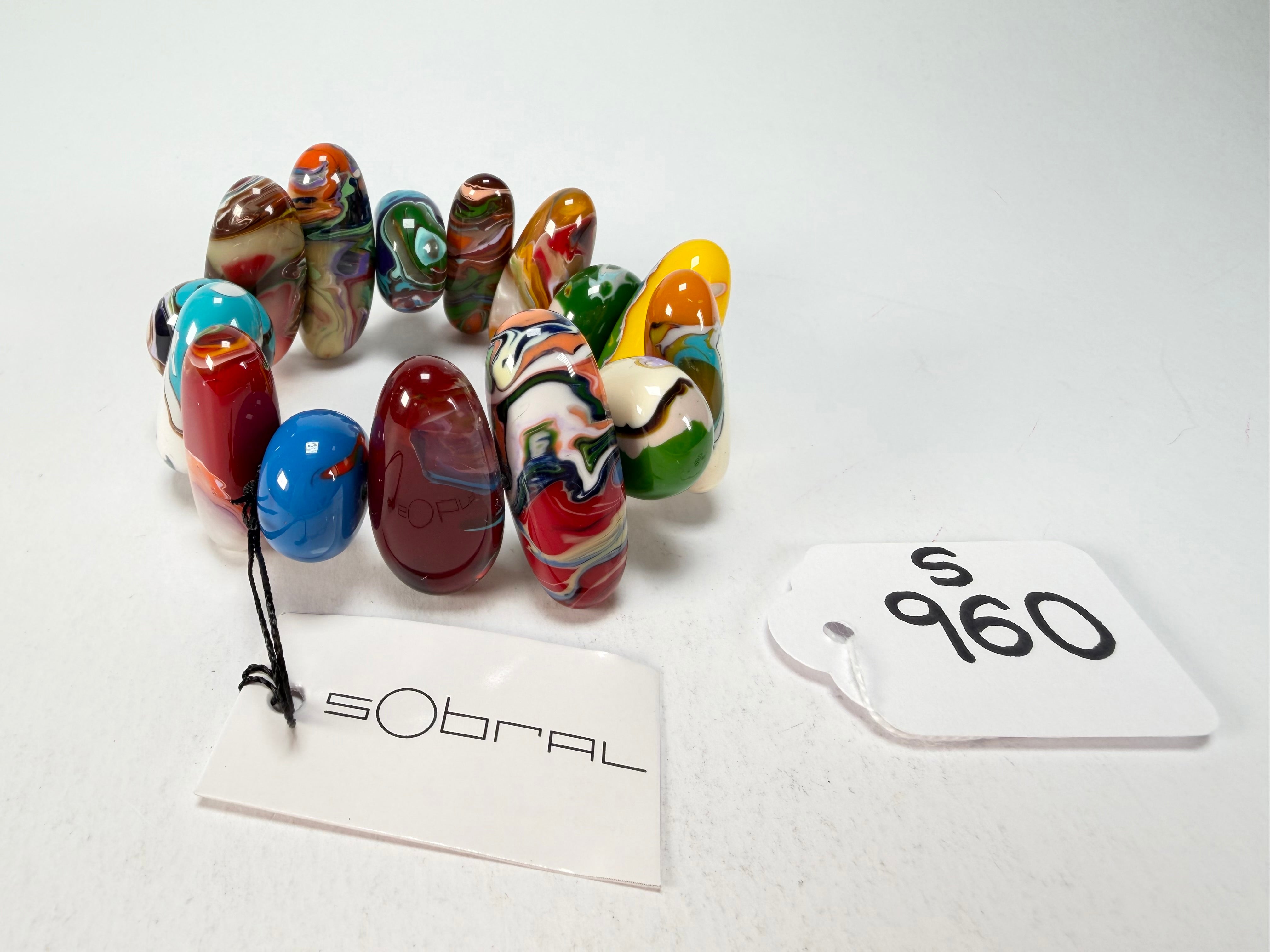 Sobral - Multi-Colour "Newanderthal" Pollock Elasticated Resin Bracelet ( 005263 )