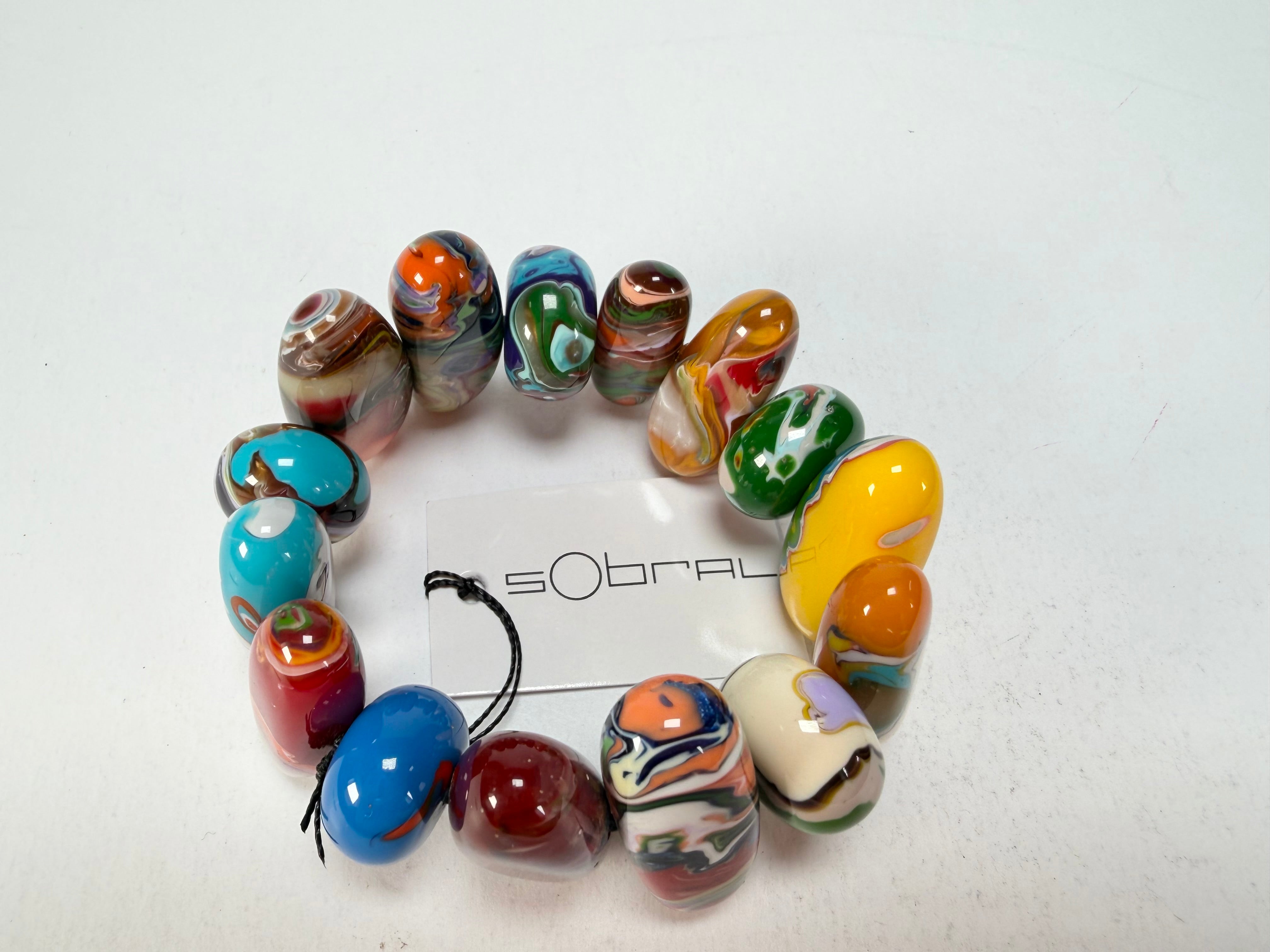 Sobral - Multi-Colour "Newanderthal" Pollock Elasticated Resin Bracelet ( 005263 )