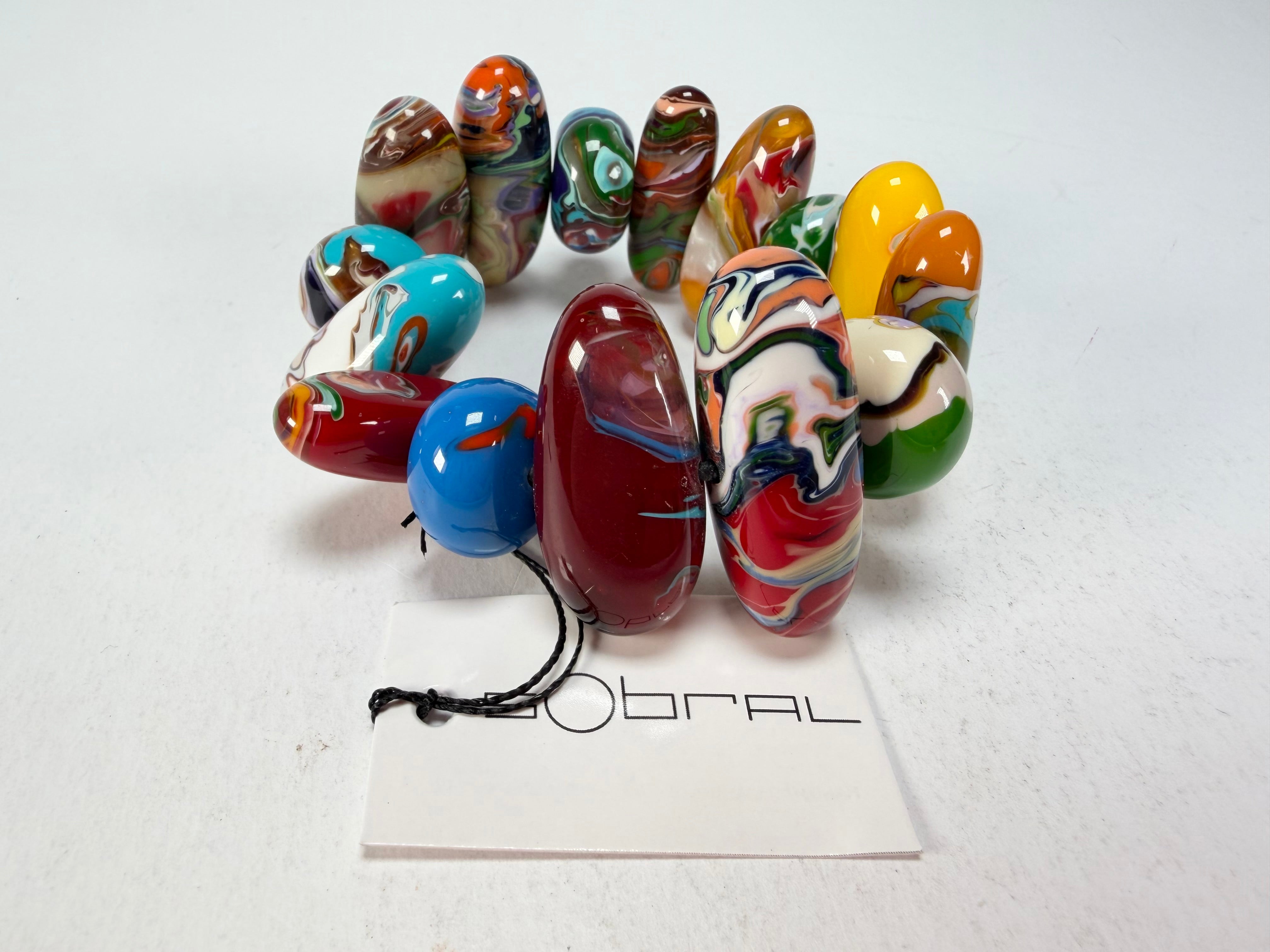 Sobral - Multi-Colour "Newanderthal" Pollock Elasticated Resin Bracelet ( 005263 )