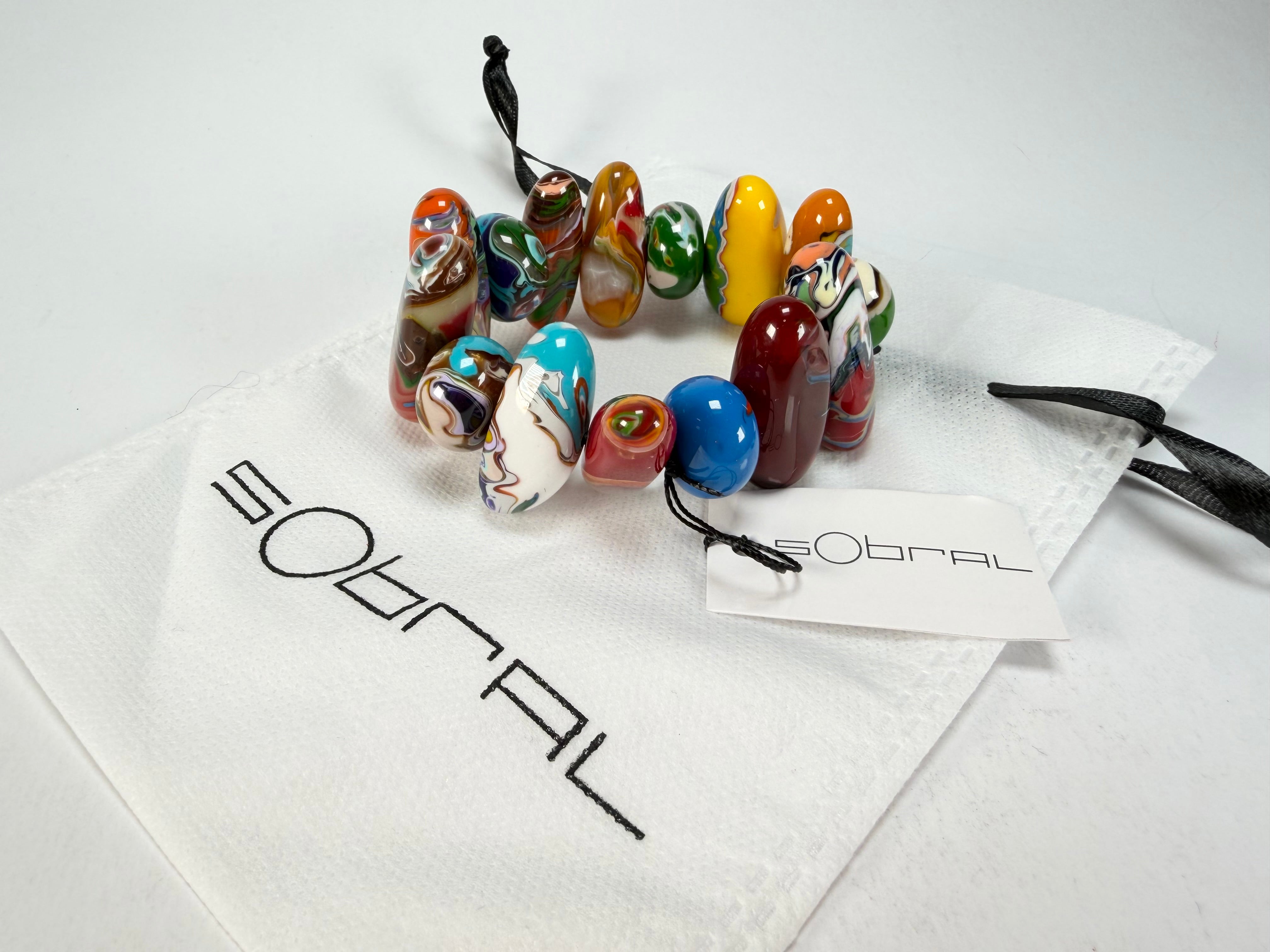 Sobral - Multi-Colour "Newanderthal" Pollock Elasticated Resin Bracelet ( 005263 )