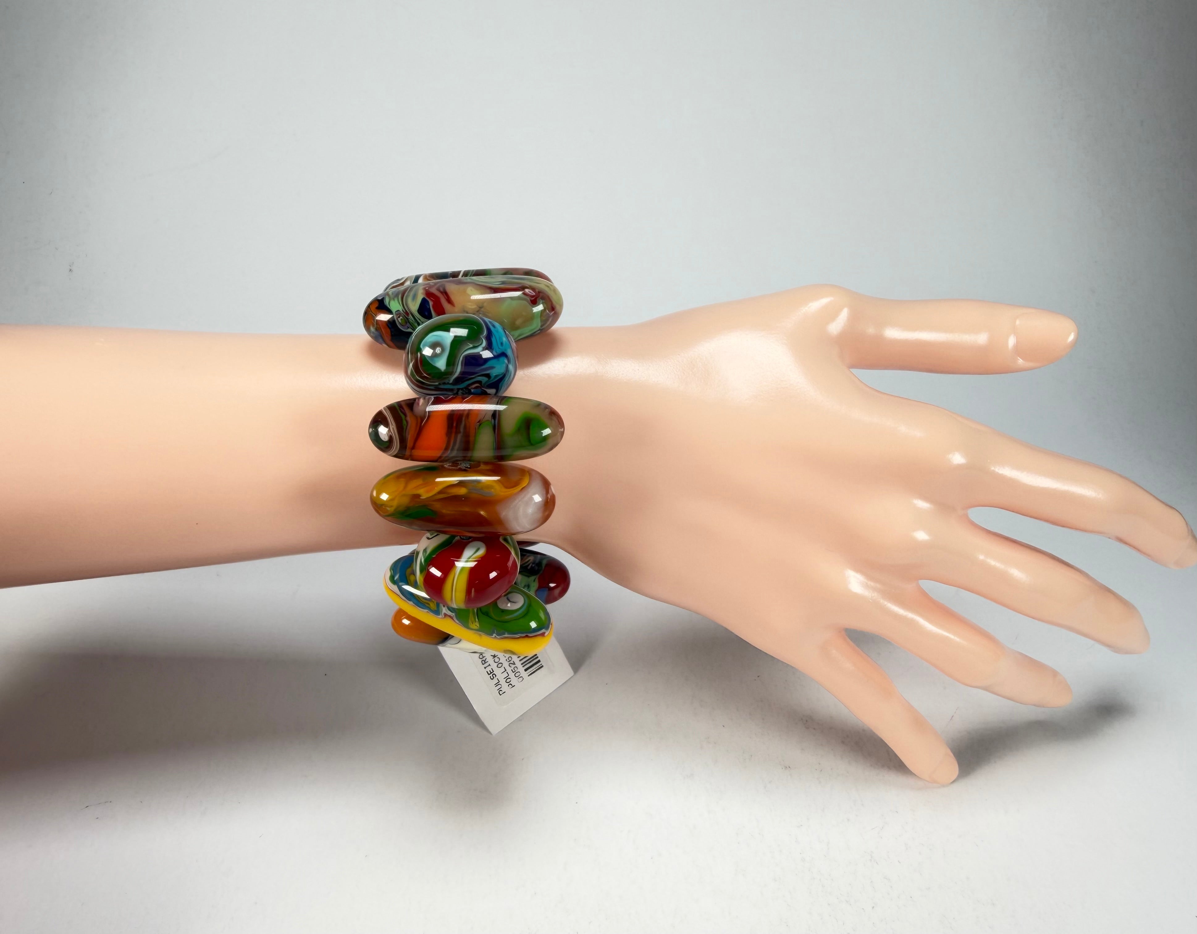 Sobral - Multi-Colour "Newanderthal" Pollock Elasticated Resin Bracelet ( 005263 )
