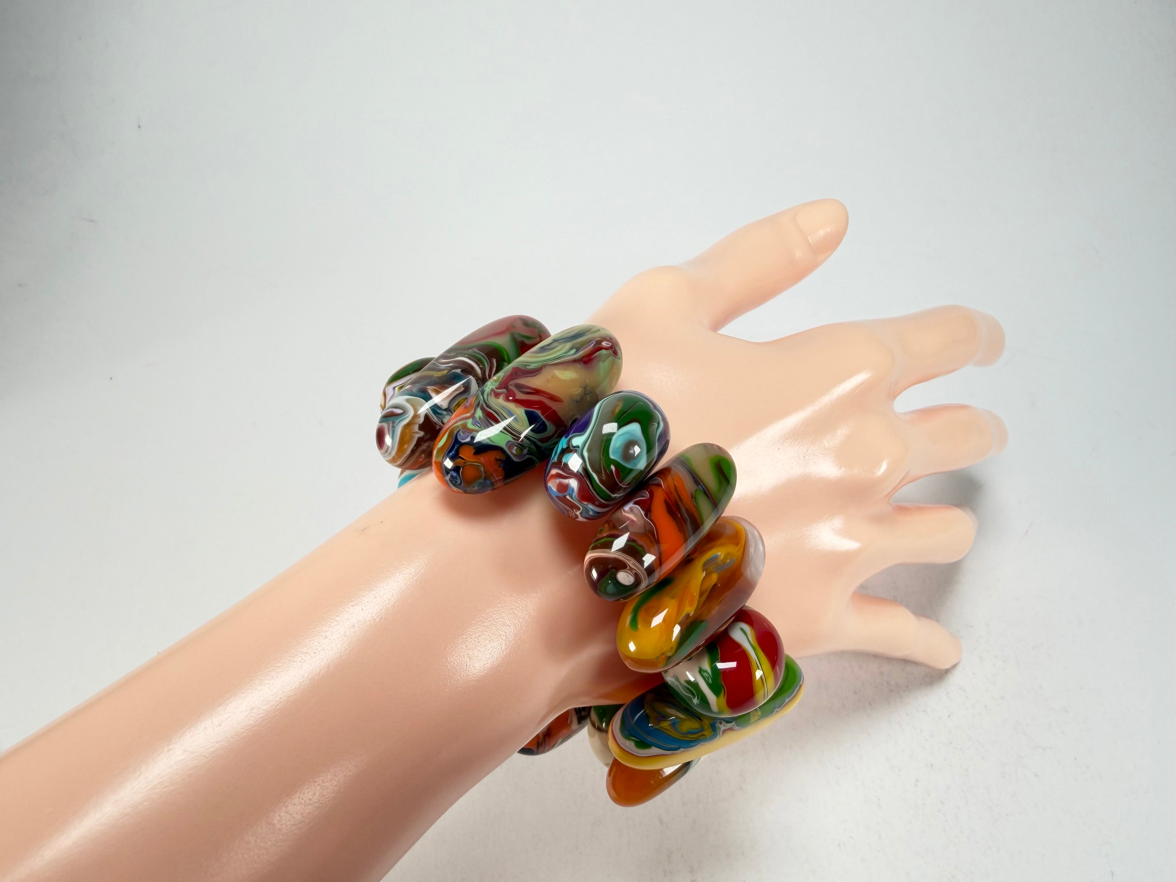 Sobral - Multi-Colour "Newanderthal" Pollock Elasticated Resin Bracelet ( 005263 )