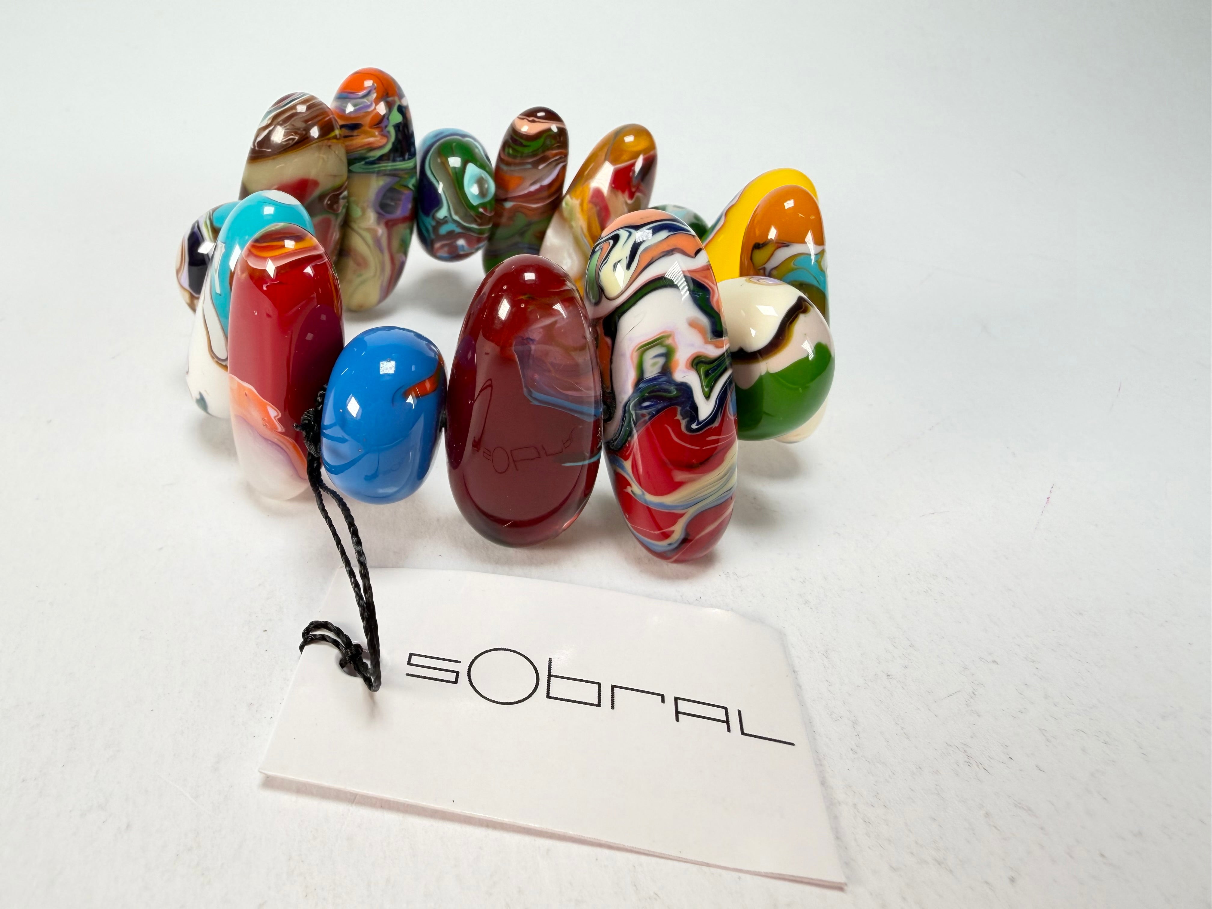 Sobral - Multi-Colour "Newanderthal" Pollock Elasticated Resin Bracelet ( 005263 )