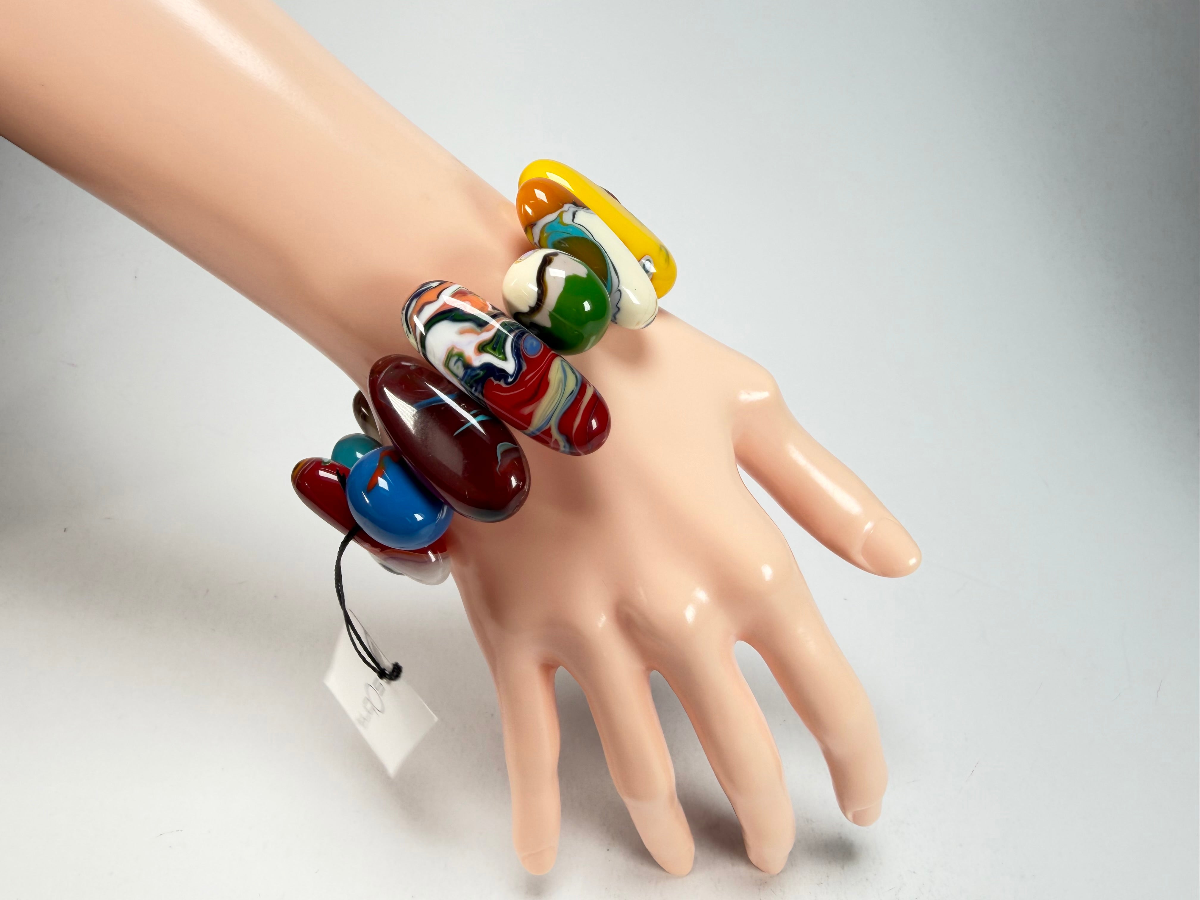 Sobral - Multi-Colour "Newanderthal" Pollock Elasticated Resin Bracelet ( 005263 )