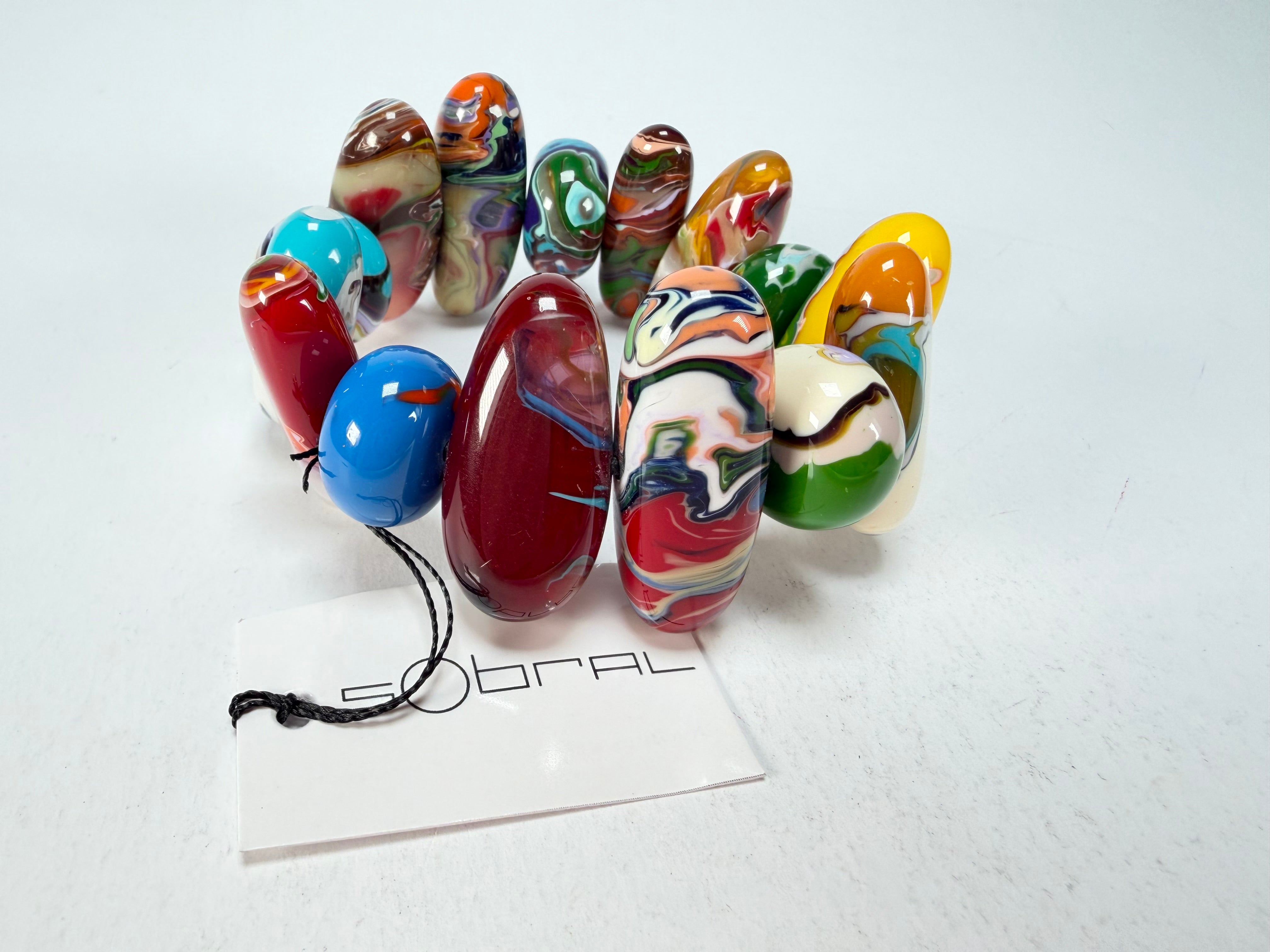 Sobral - Multi-Colour "Newanderthal" Pollock Elasticated Resin Bracelet ( 005263 )