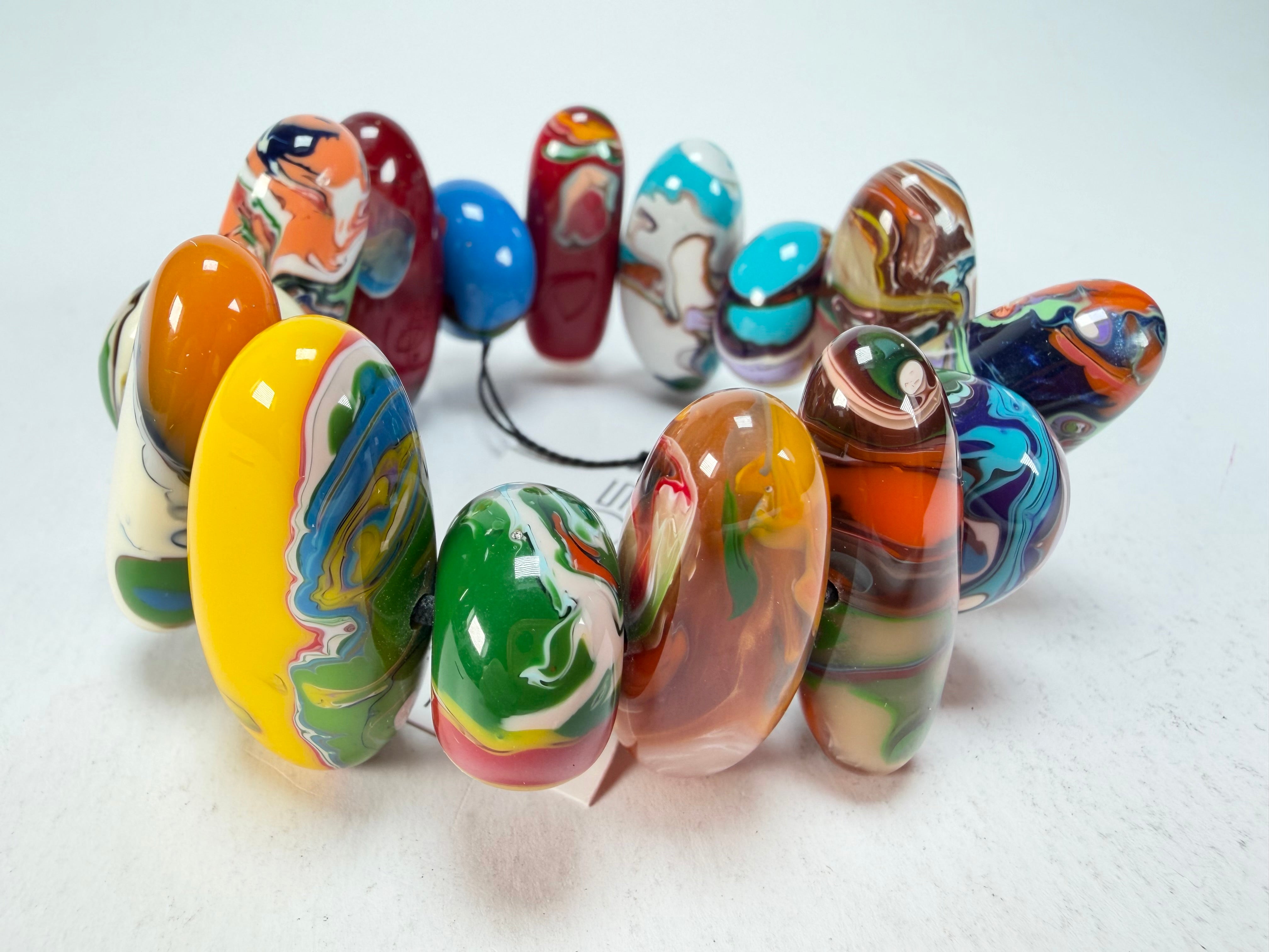 Sobral - Multi-Colour "Newanderthal" Pollock Elasticated Resin Bracelet ( 005263 )