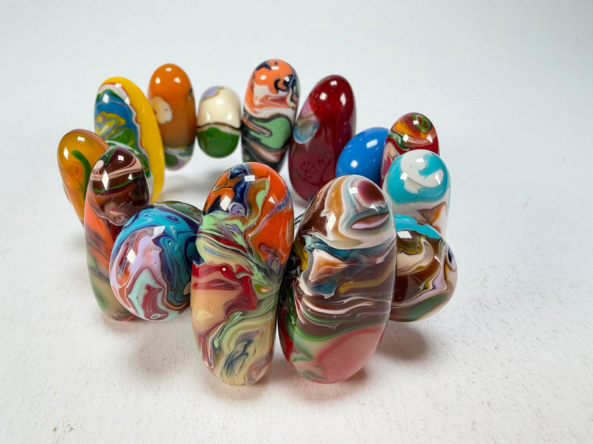 Sobral - Multi-Colour "Newanderthal" Pollock Elasticated Resin Bracelet ( 005263 )