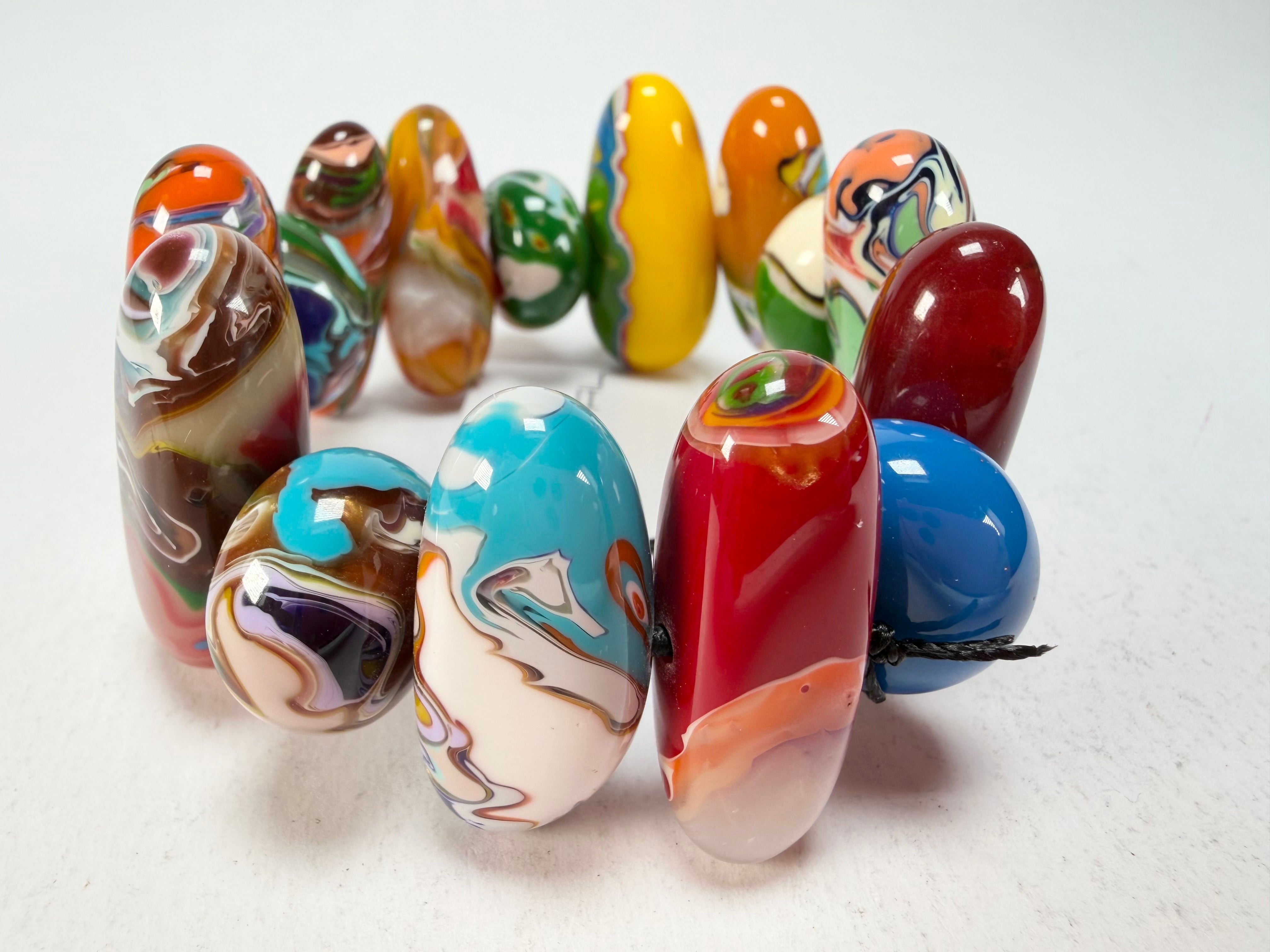 Sobral - Multi-Colour "Newanderthal" Pollock Elasticated Resin Bracelet ( 005263 )