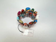 Sobral - Multi-Colour "Leaf" Pollock Elasticated Resin Bracelet ( 005520 )