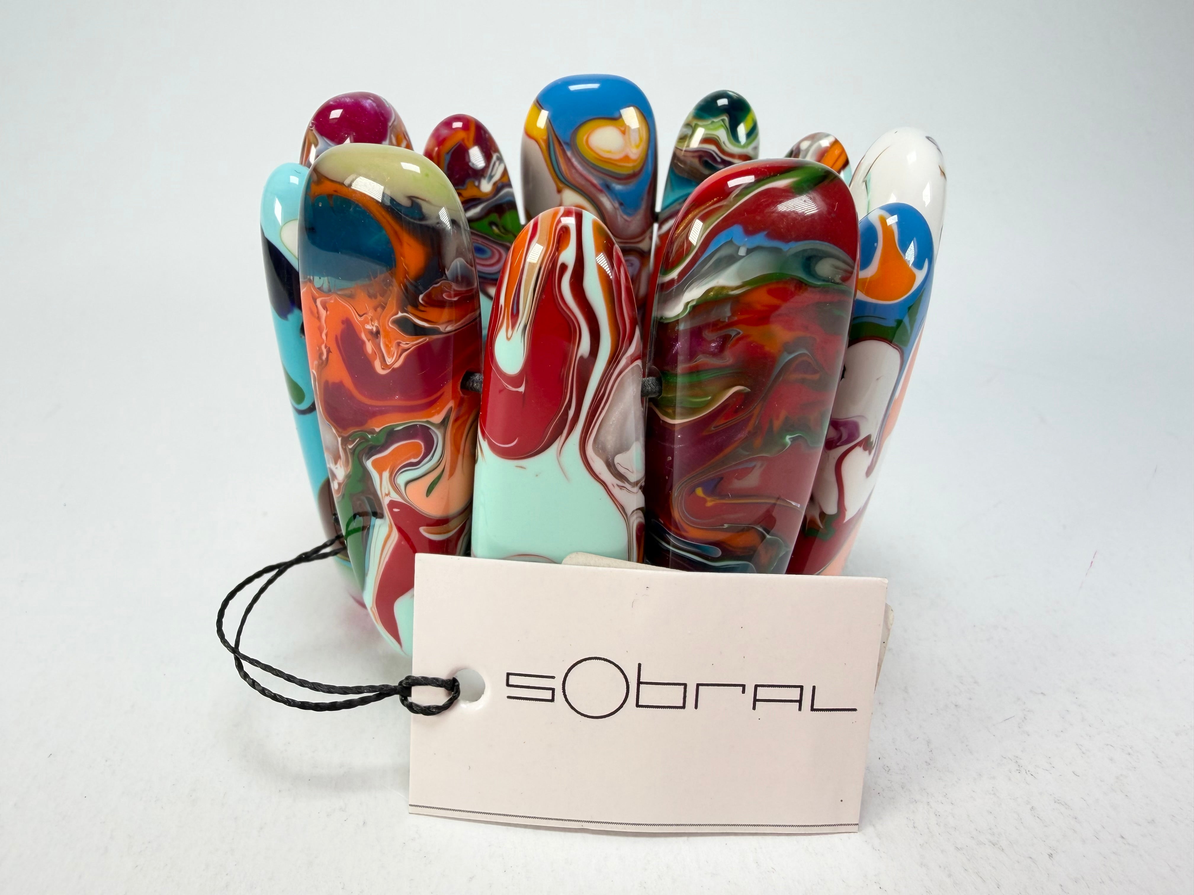 Sobral - Multi-Colour "Leaf" Pollock Elasticated Resin Bracelet ( 005520 )