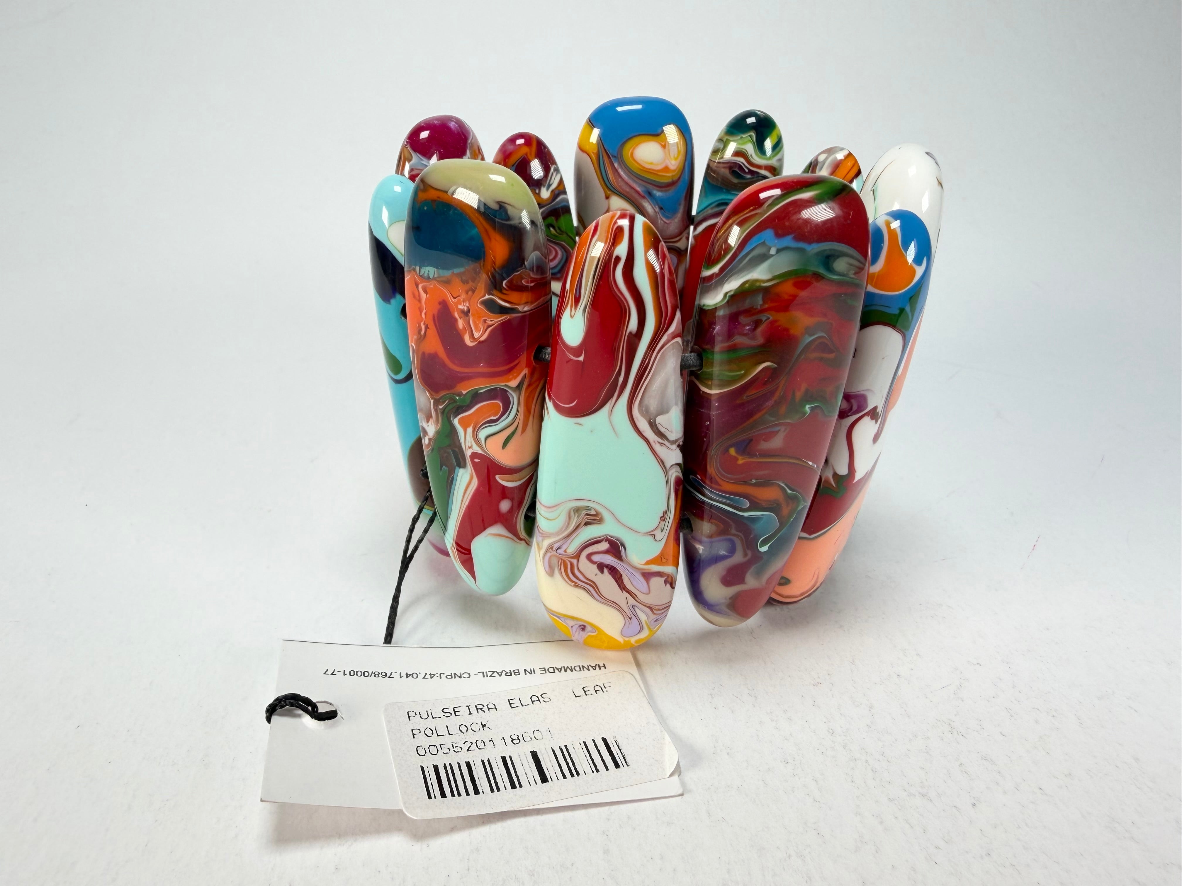 Sobral - Multi-Colour "Leaf" Pollock Elasticated Resin Bracelet ( 005520 )