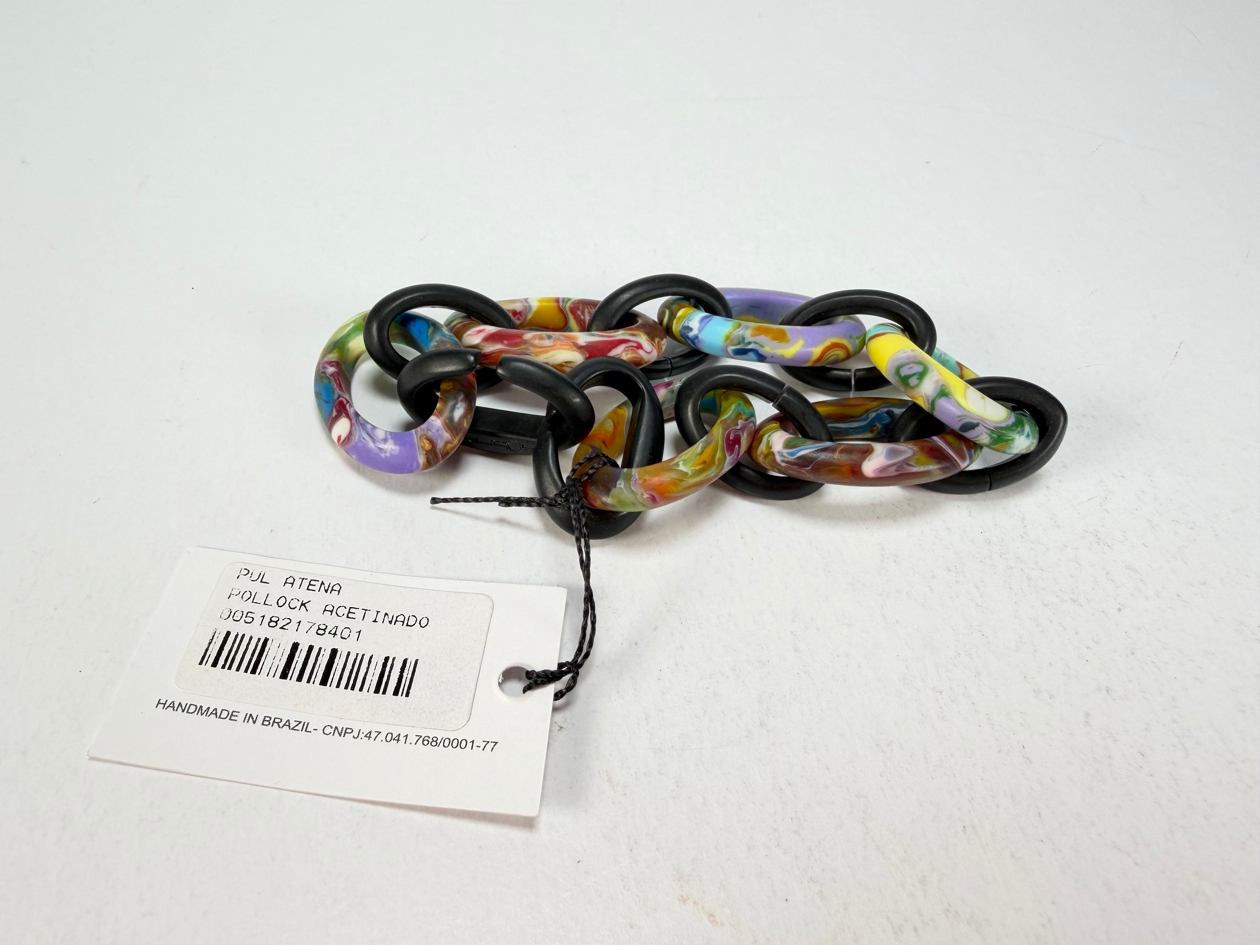 Sobral - Multi-Colour "Atena" Black & Pollock Chain Elasticated Resin Bracelet ( 005182 )