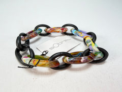 Sobral - Multi-Colour "Atena" Black & Pollock Chain Elasticated Resin Bracelet ( 005182 )