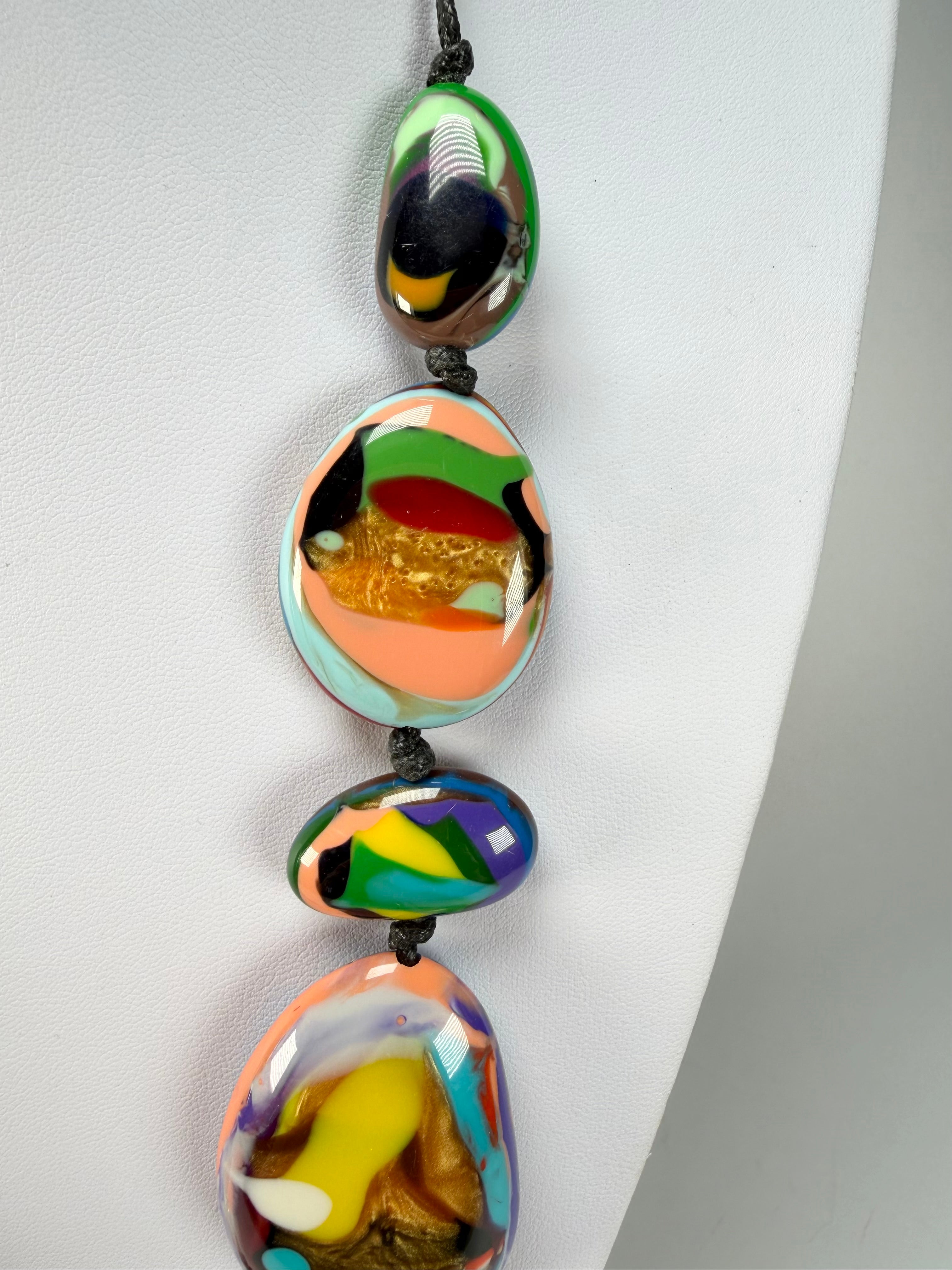 Sobral - Multi-Colour "Lisi Efeitos" K.Polido Resin Necklace ( 004578 )