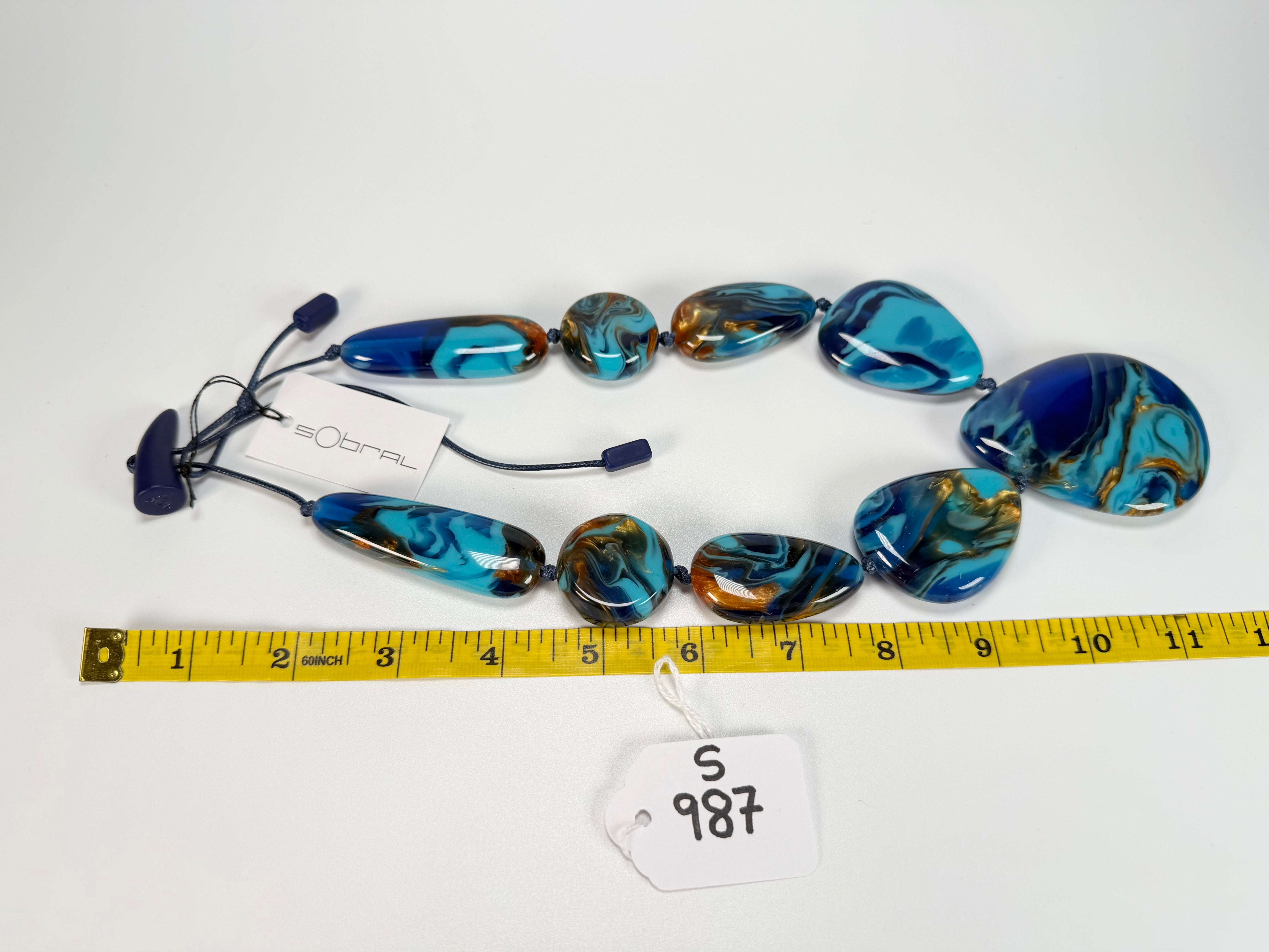 Sobral - Noite Estrelada "Bleu" Resin Necklace ( 005546 )