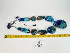 Sobral - Noite Estrelada "Bleu" Resin Necklace ( 005546 )
