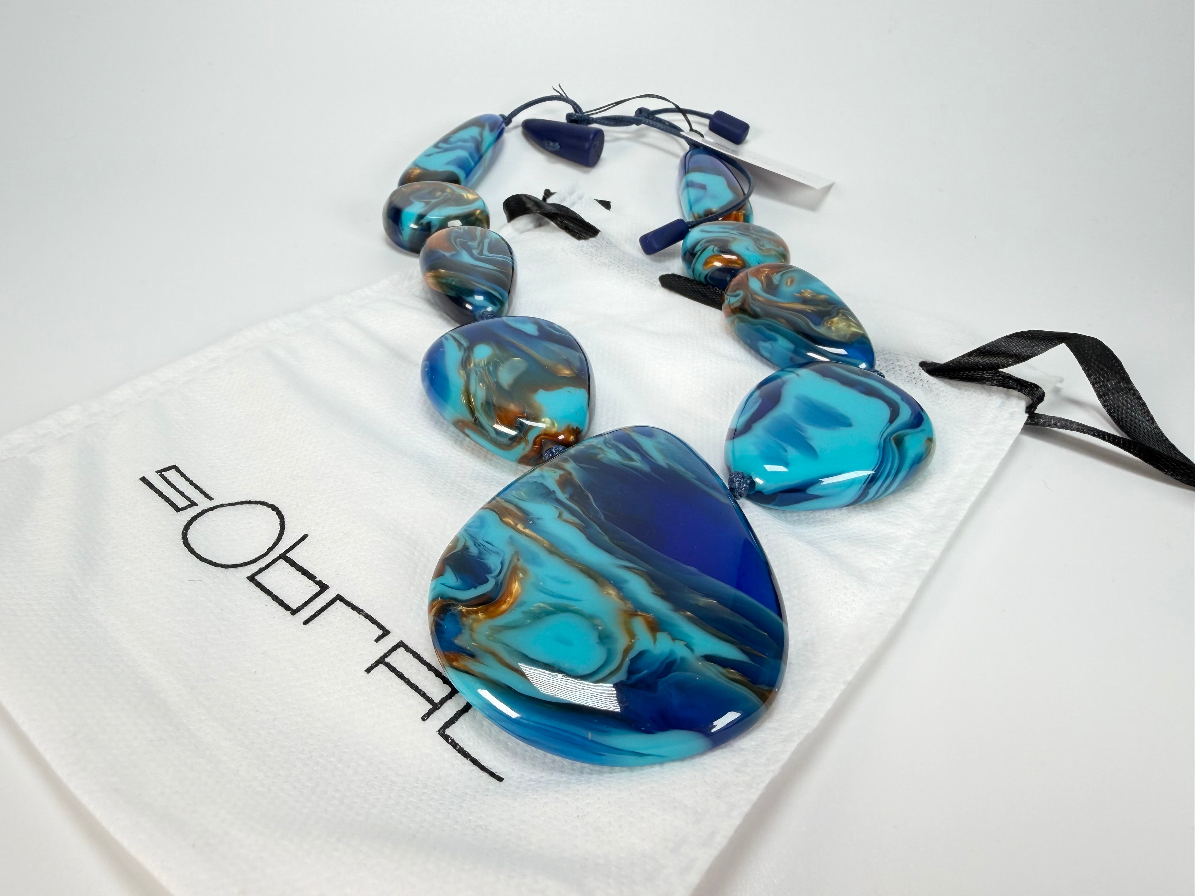 Sobral - Noite Estrelada "Bleu" Resin Necklace ( 005546 )
