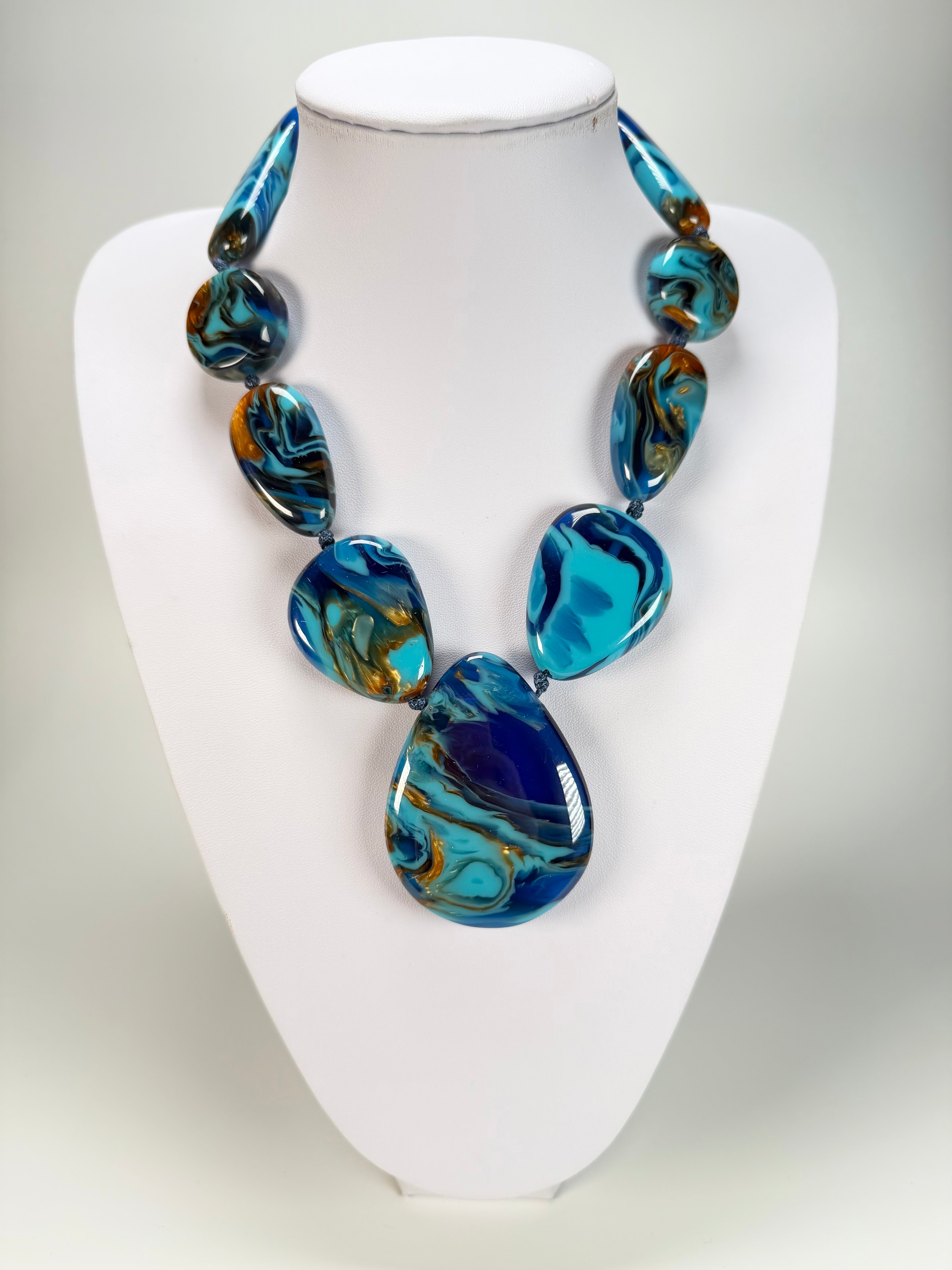 Sobral - Noite Estrelada "Bleu" Resin Necklace ( 005546 )
