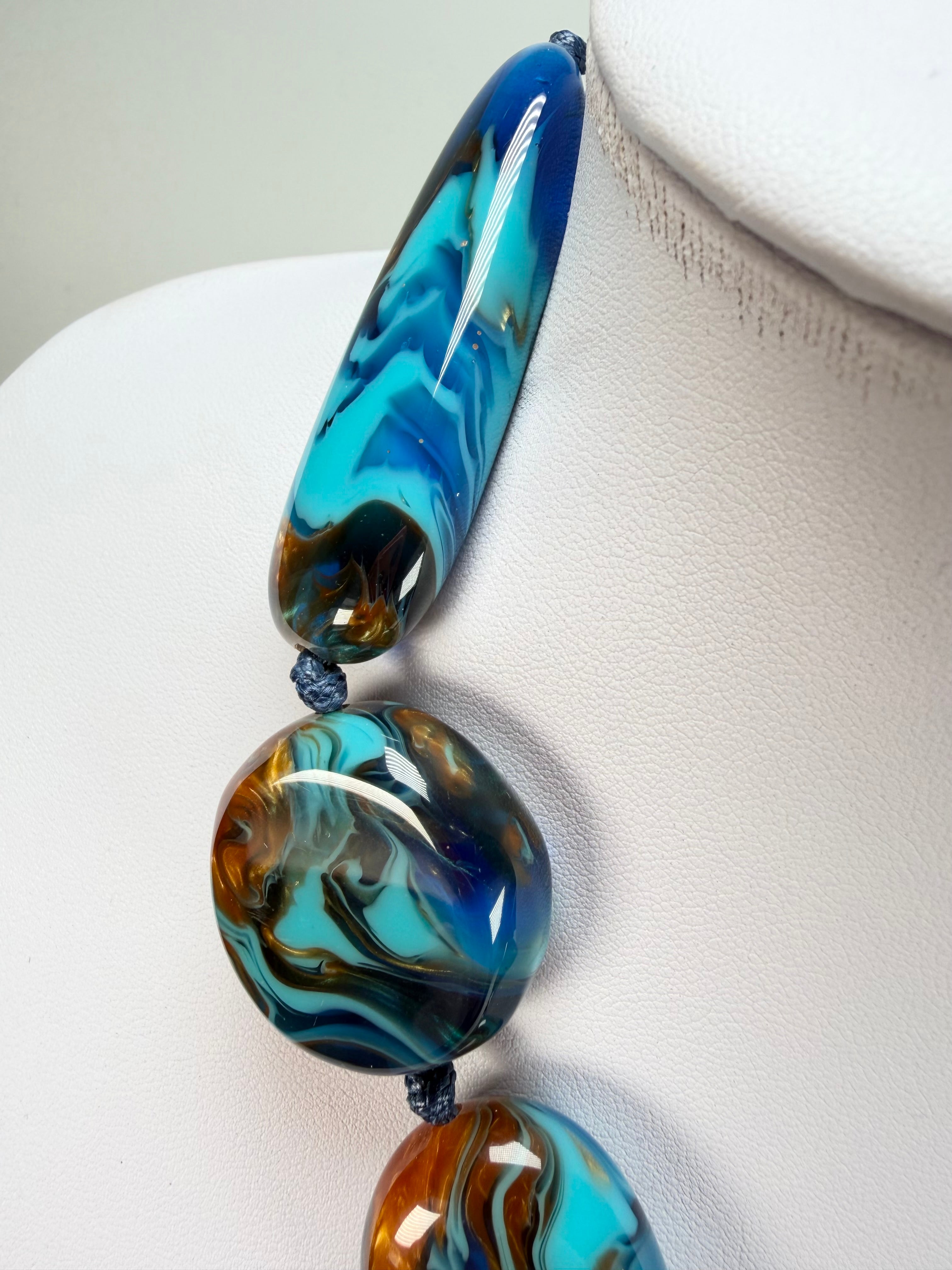 Sobral - Noite Estrelada "Bleu" Resin Necklace ( 005546 )