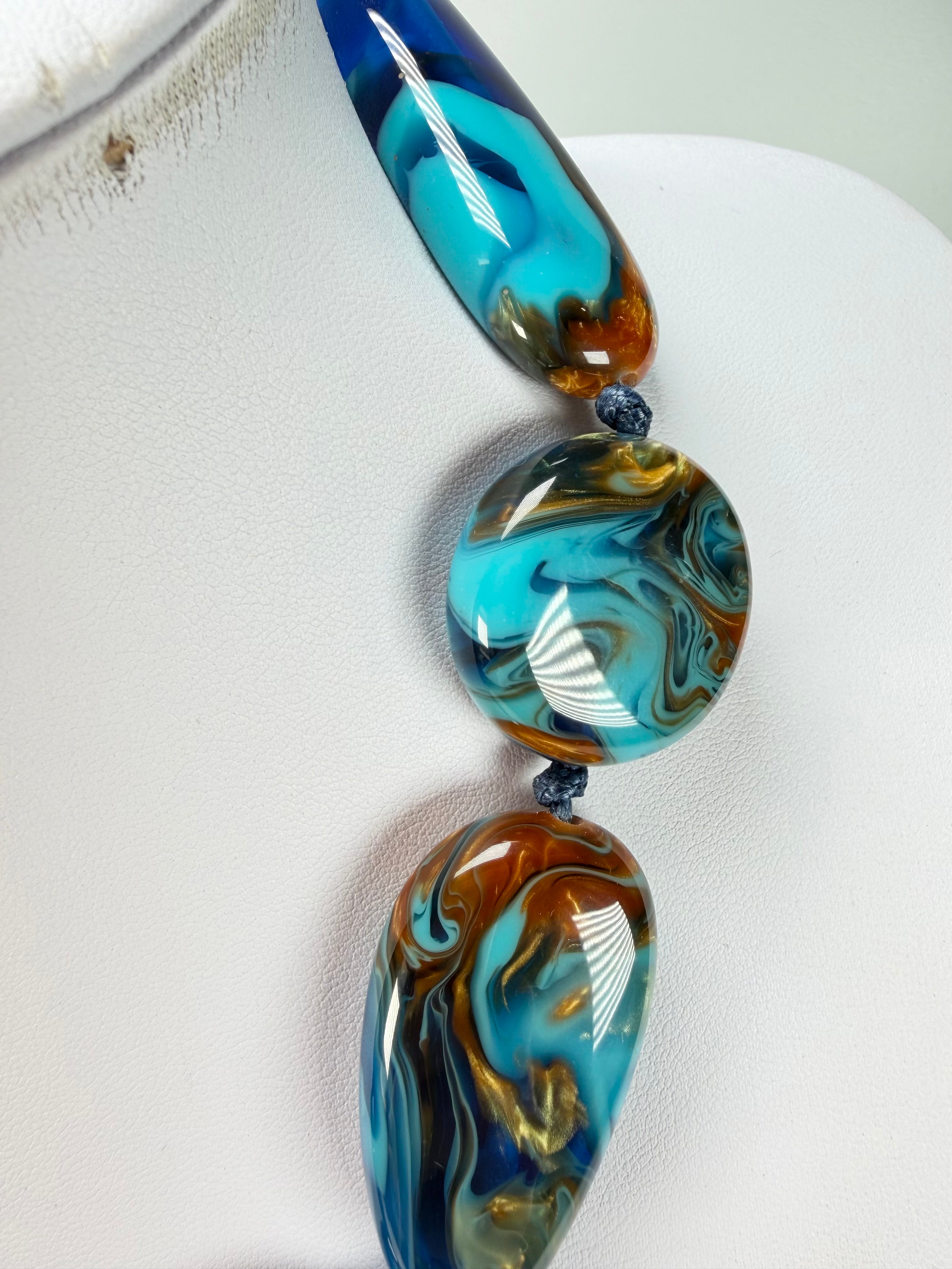 Sobral - Noite Estrelada "Bleu" Resin Necklace ( 005546 )
