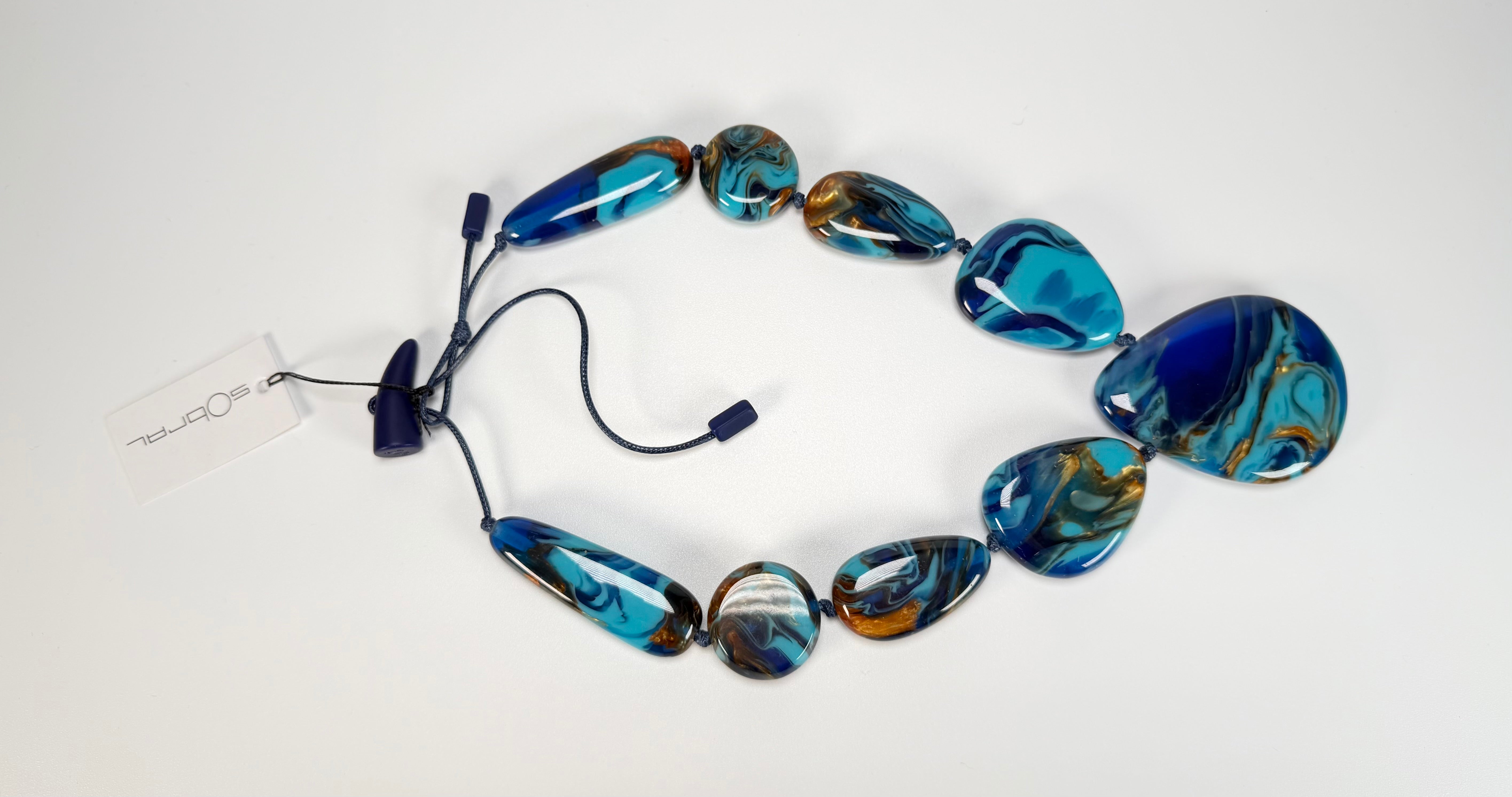 Sobral - Noite Estrelada "Bleu" Resin Necklace ( 005546 )