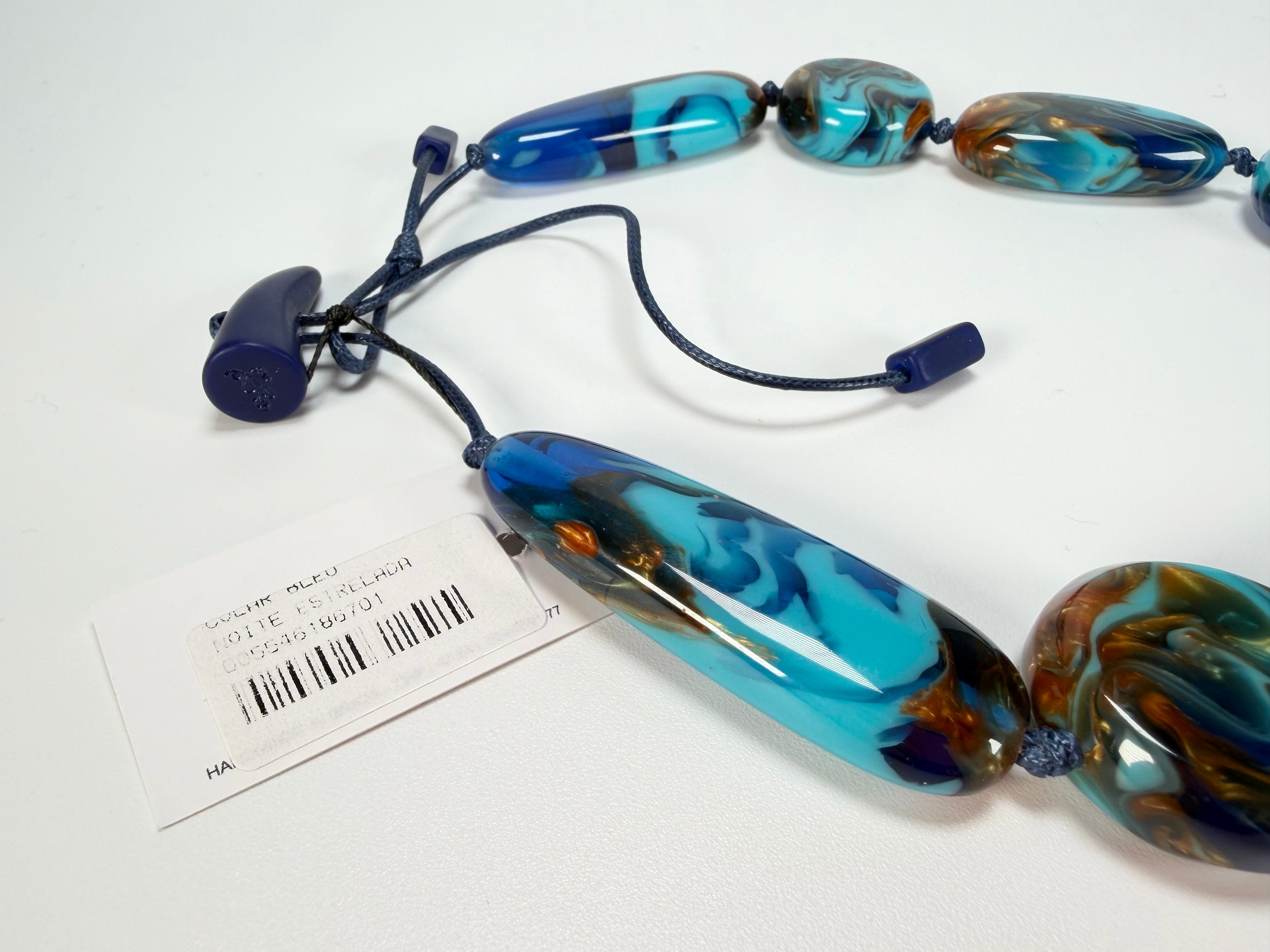 Sobral - Noite Estrelada "Bleu" Resin Necklace ( 005546 )