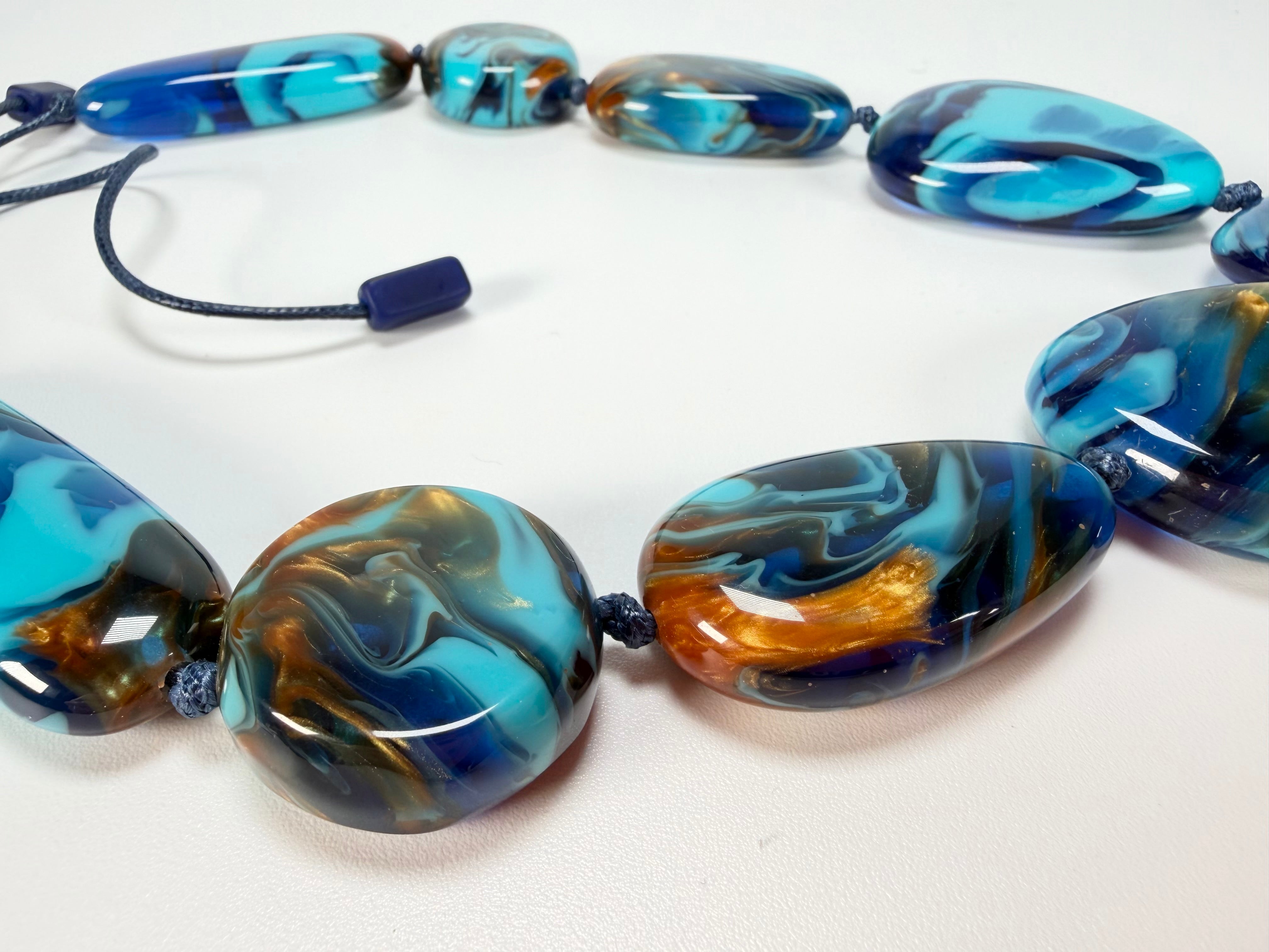 Sobral - Noite Estrelada "Bleu" Resin Necklace ( 005546 )