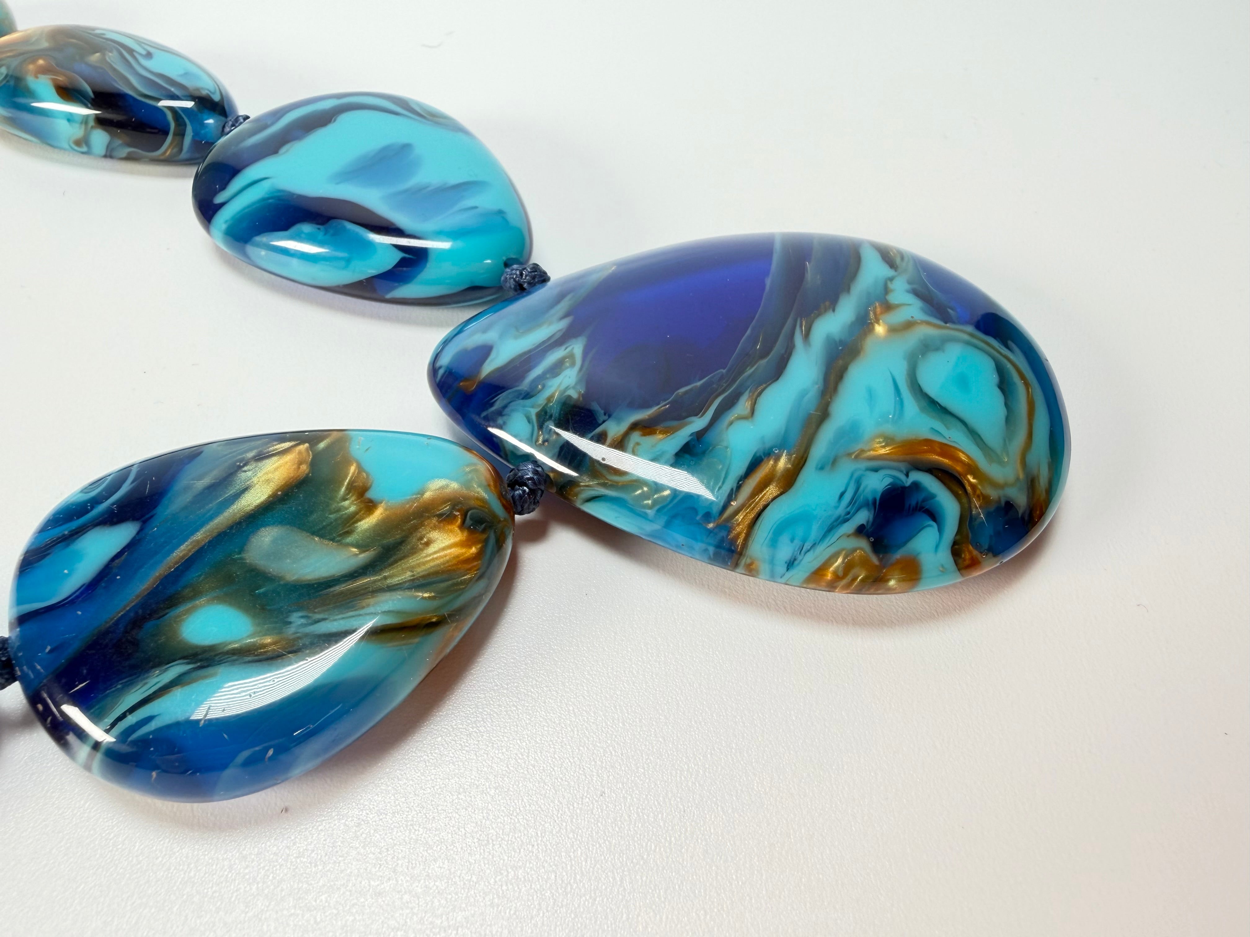 Sobral - Noite Estrelada "Bleu" Resin Necklace ( 005546 )