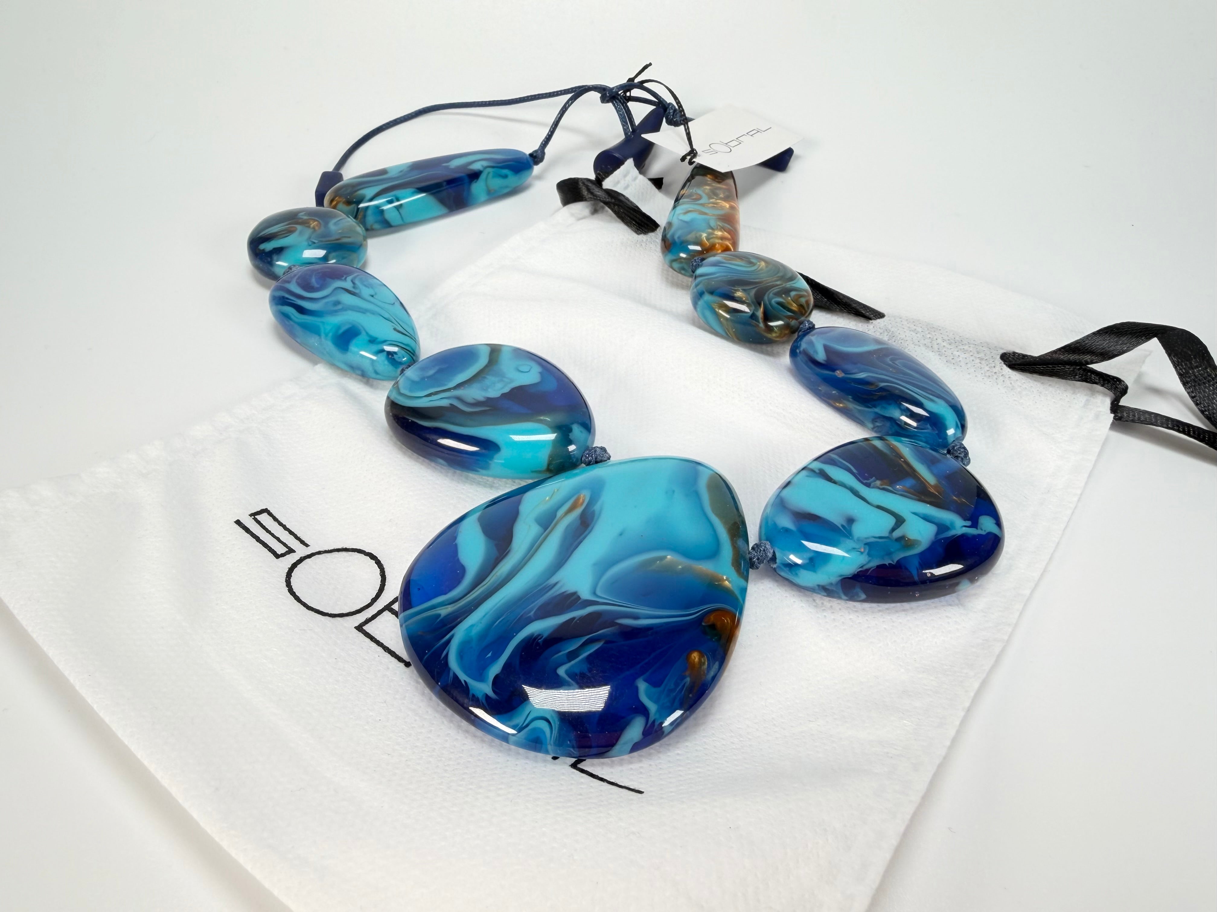 Sobral - Noite Estrelada "Bleu" Resin Necklace ( 005546 )