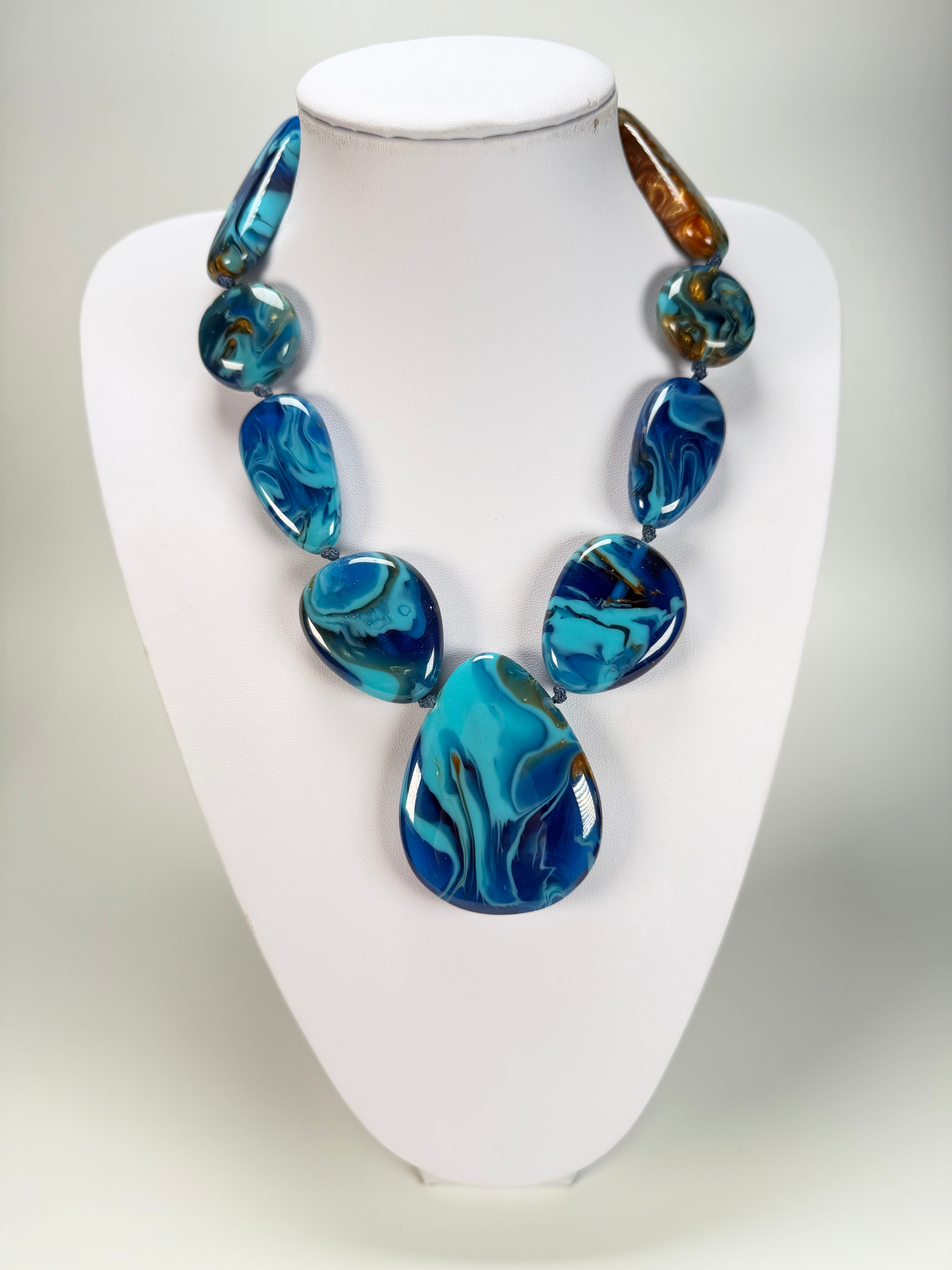 Sobral - Noite Estrelada "Bleu" Resin Necklace ( 005546 )