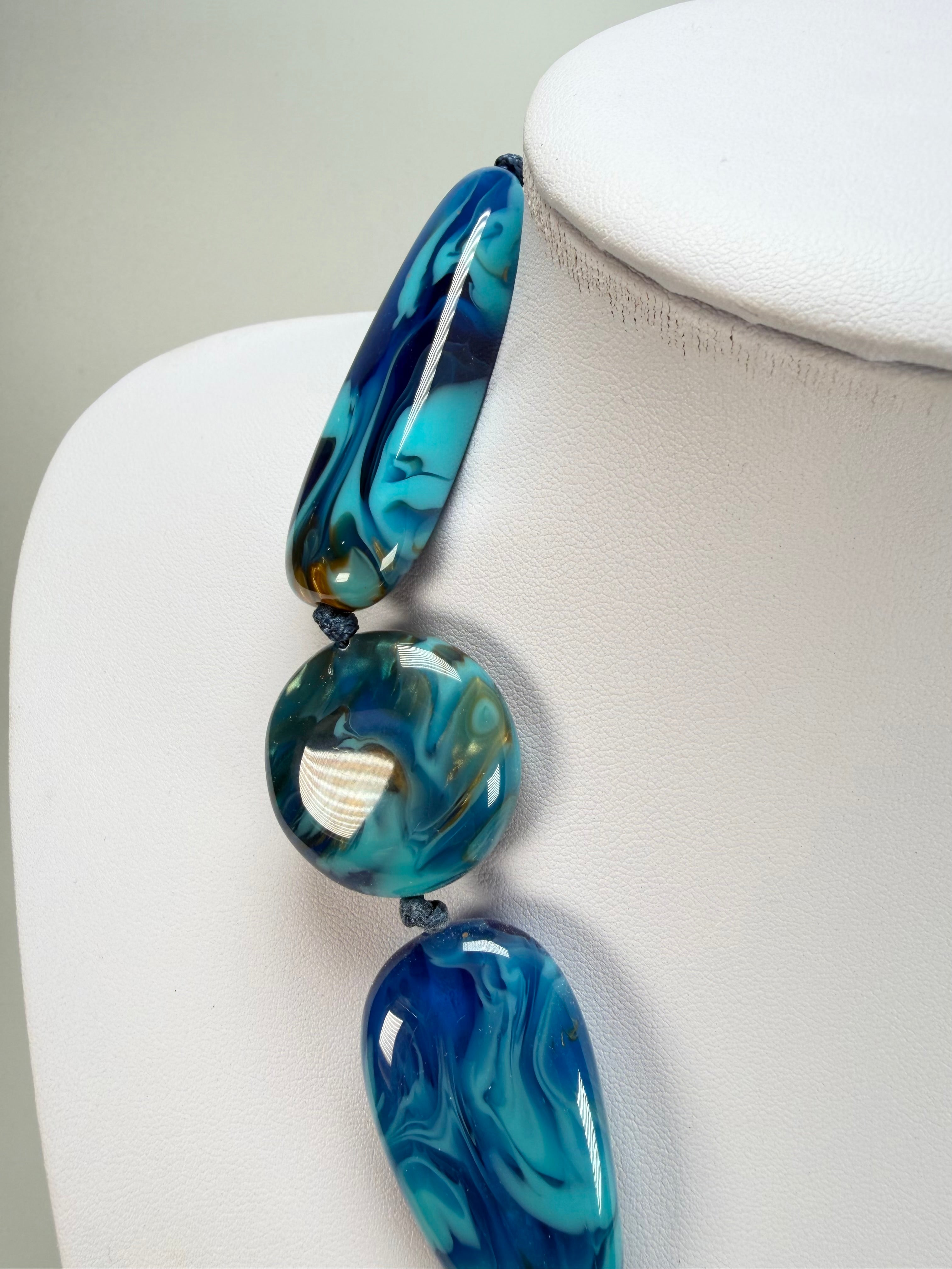 Sobral - Noite Estrelada "Bleu" Resin Necklace ( 005546 )