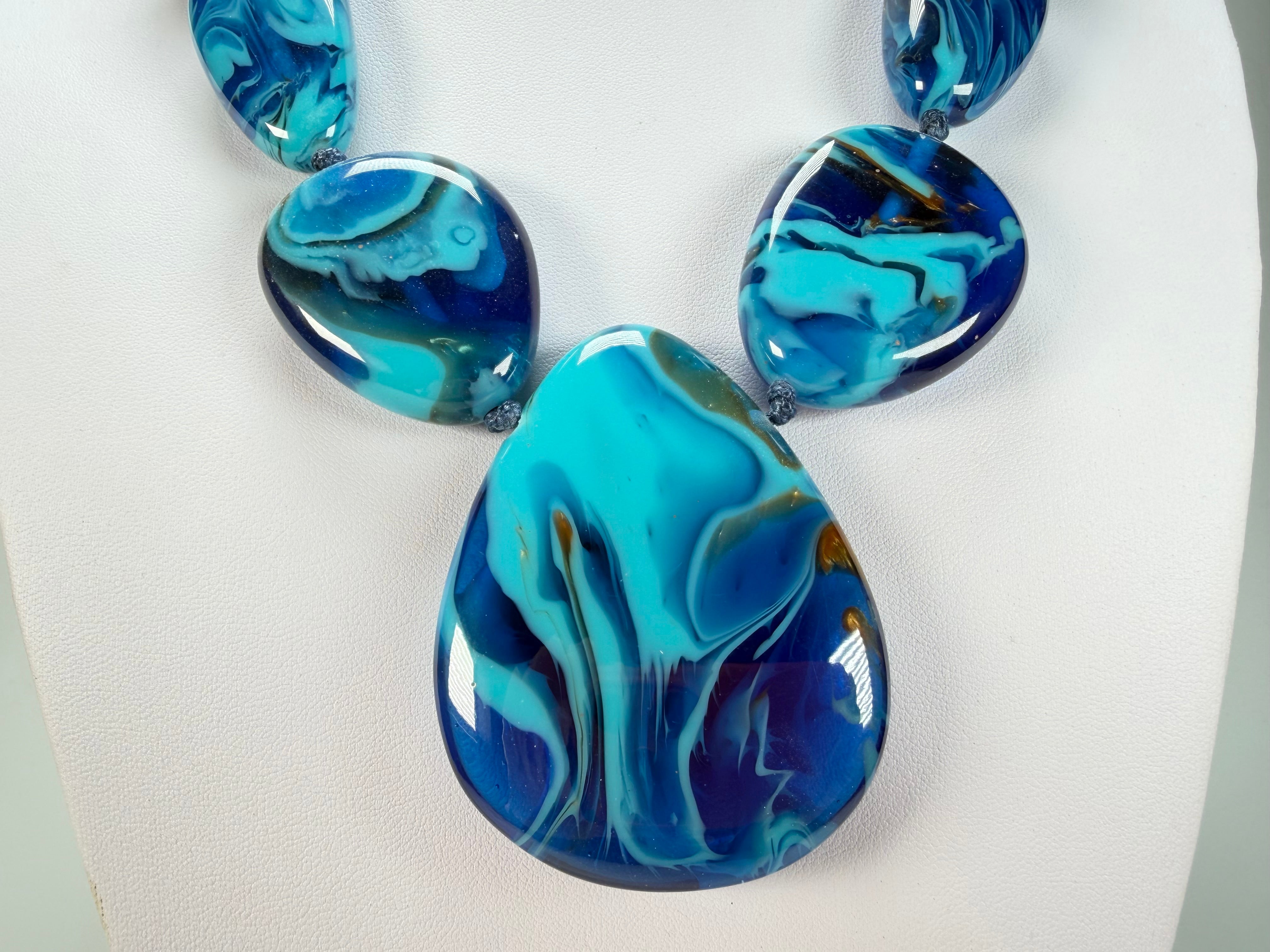 Sobral - Noite Estrelada "Bleu" Resin Necklace ( 005546 )
